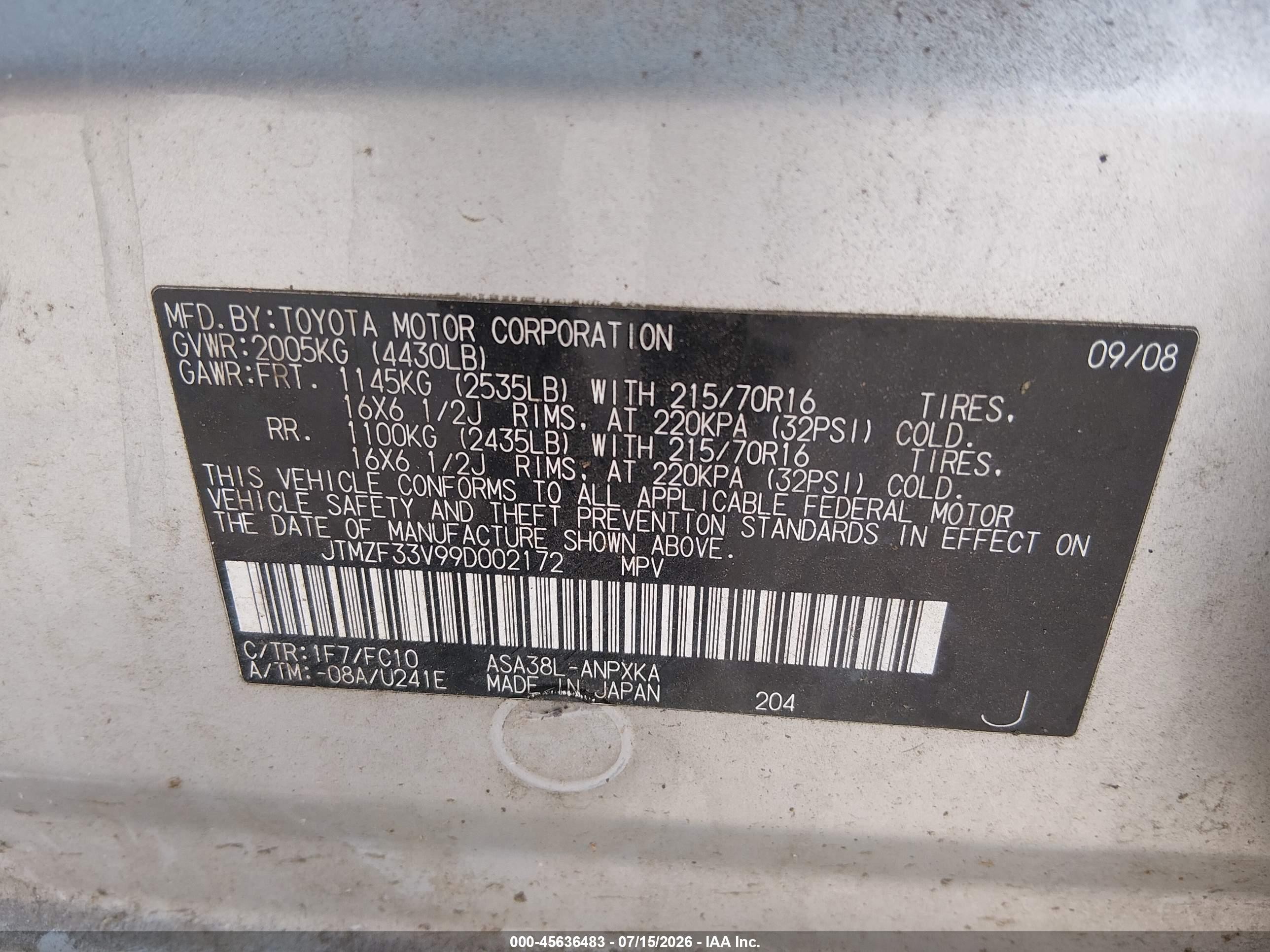 2009 Toyota Rav4   Silver vin: JTMZF33V99D002172