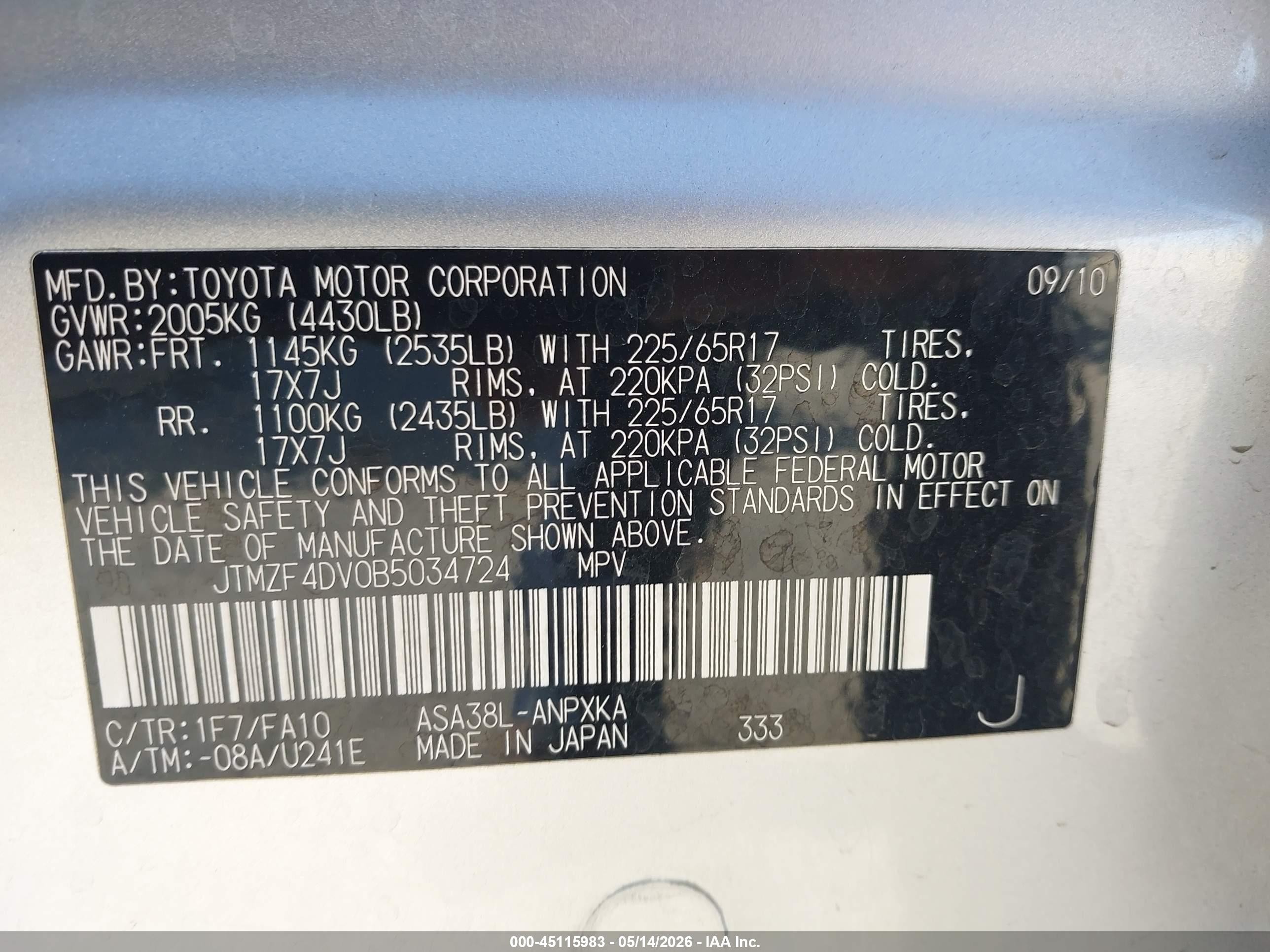2011 Toyota Rav4   Silver vin: JTMZF4DV0B5034724