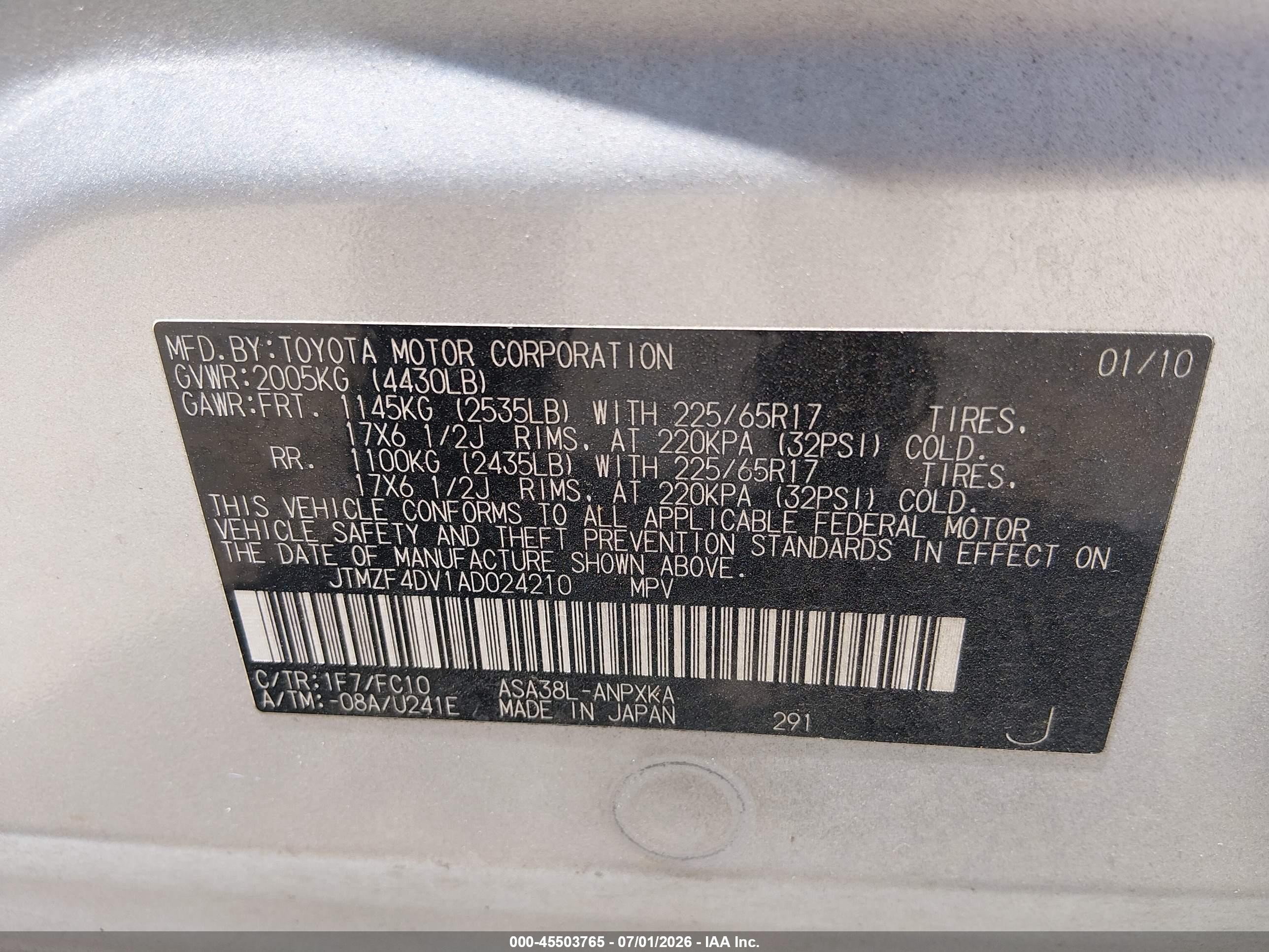 2010 Toyota Rav4   Silver vin: JTMZF4DV1AD024210