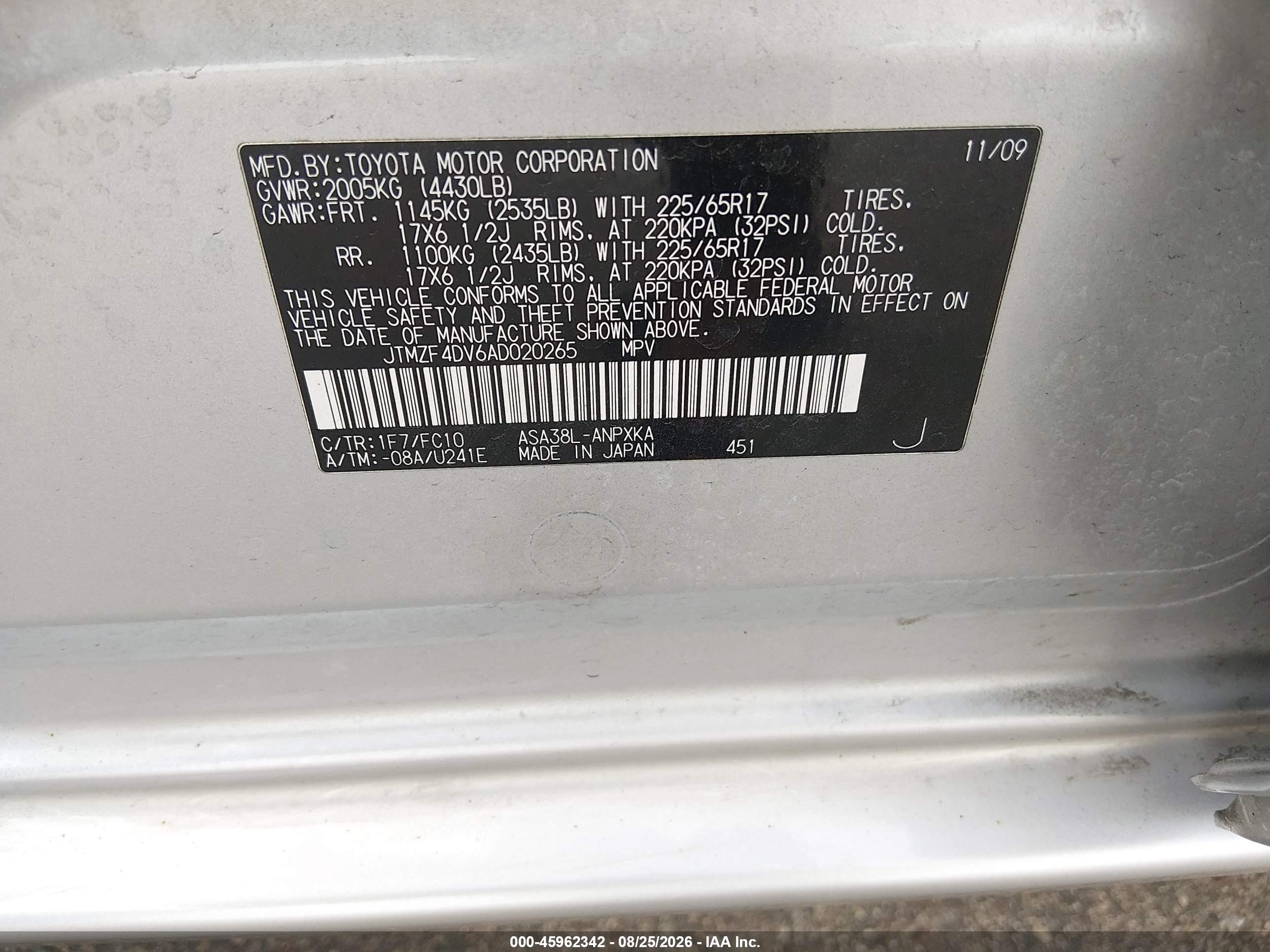 2010 Toyota Rav4   Silver vin: JTMZF4DV6AD020265