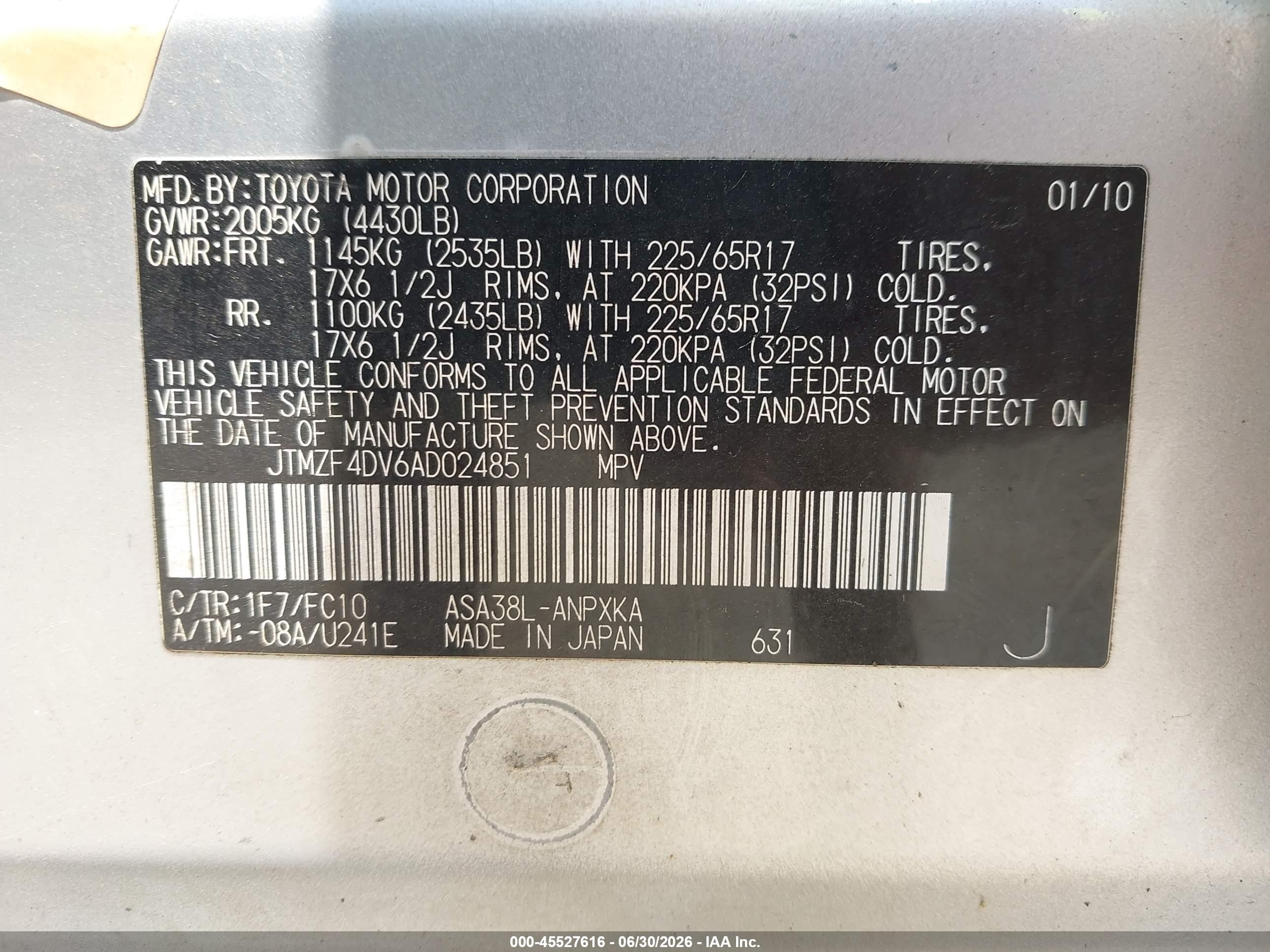 2010 Toyota Rav4   Silver vin: JTMZF4DV6AD024851
