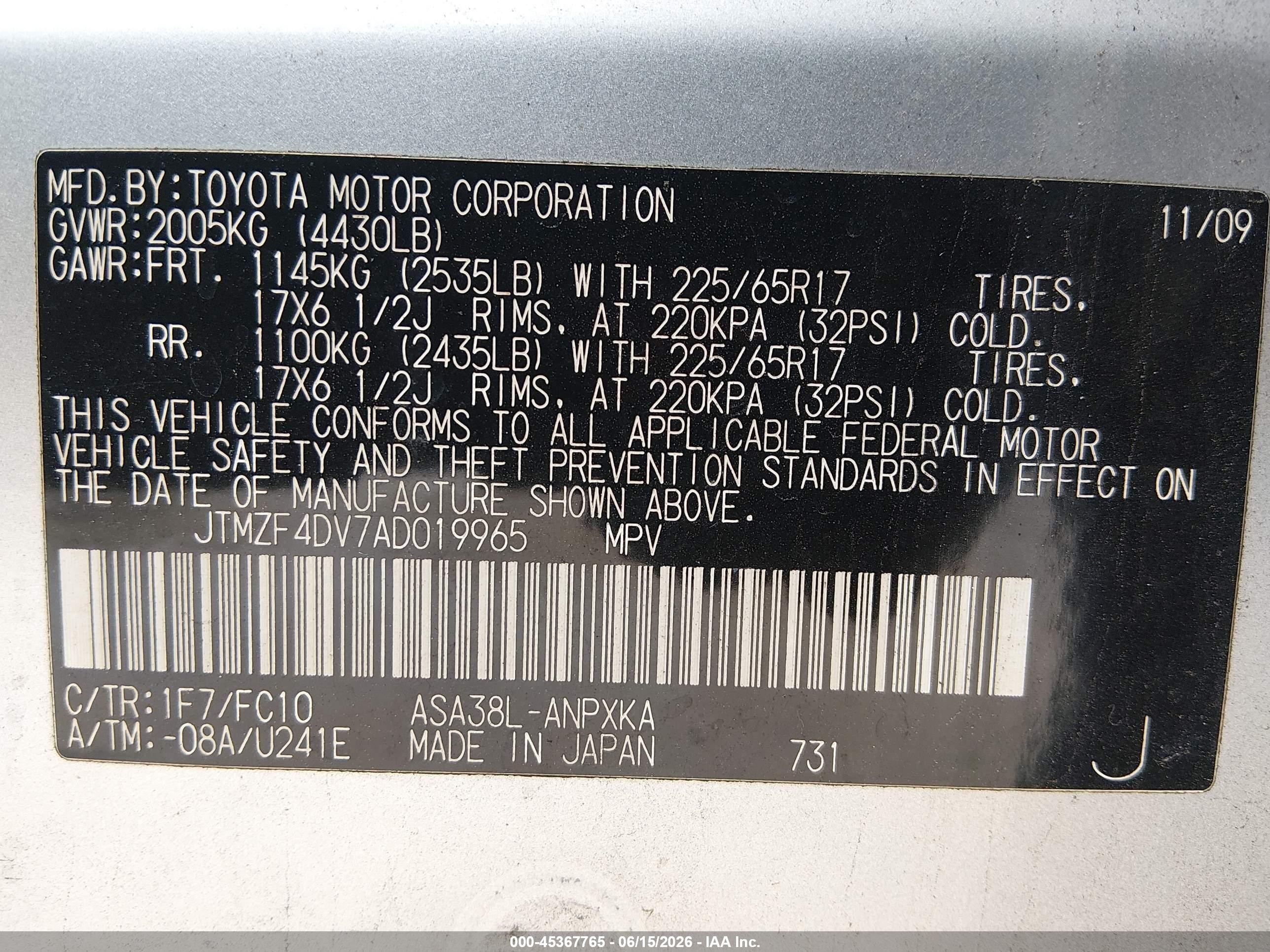 2010 Toyota Rav4 Silver vin: JTMZF4DV7AD019965