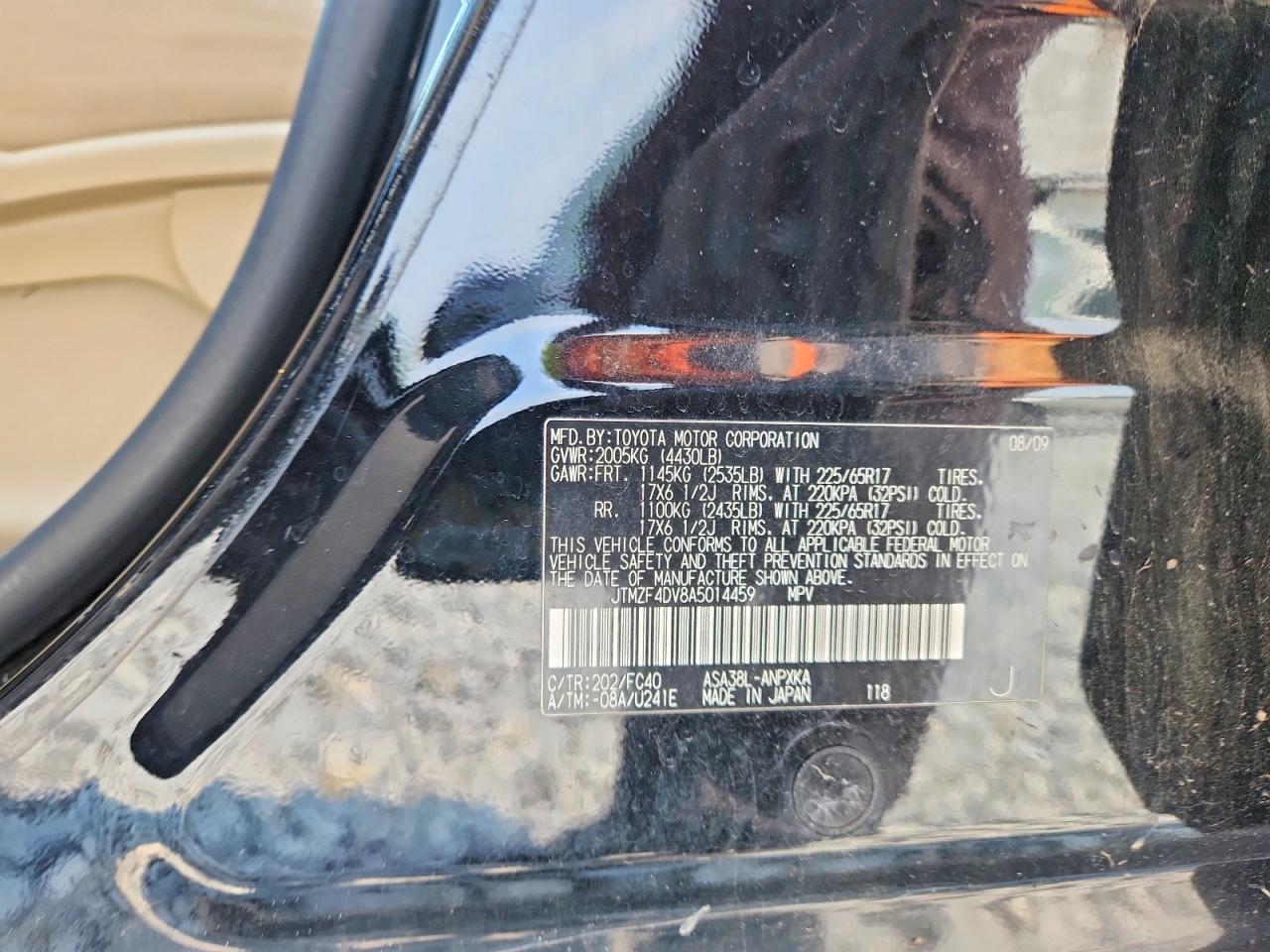 2010 Toyota Rav4 Base Black vin: JTMZF4DV8A5014459