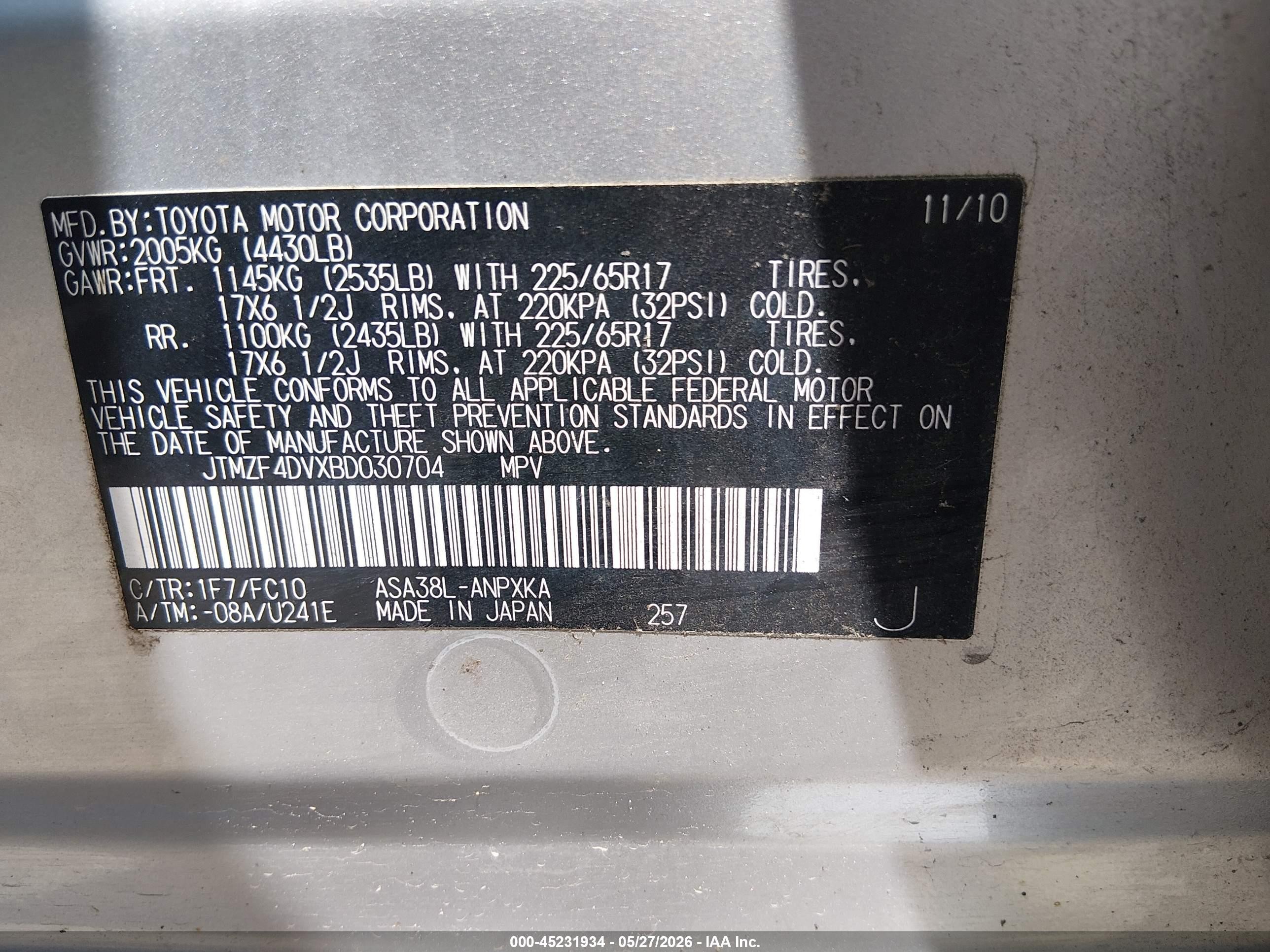 2011 Toyota Rav4 Silver vin: JTMZF4DVXBD030704