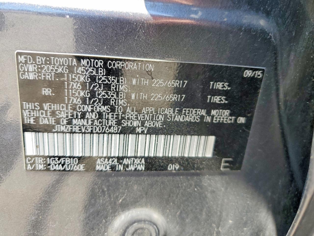 2015 Toyota Rav4 Le Gray vin: JTMZFREV3FD076487
