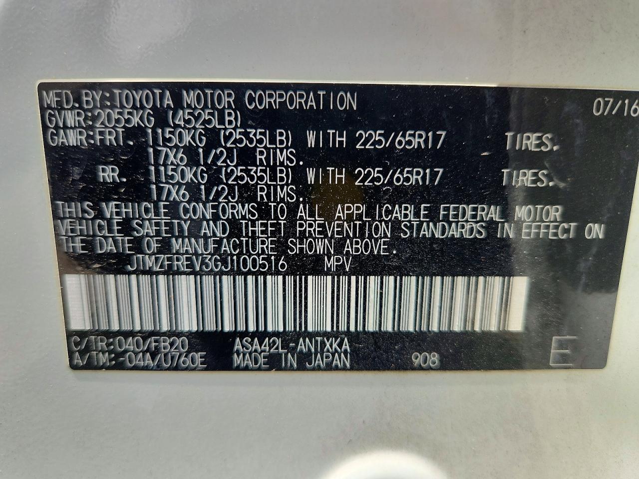 2016 Toyota Rav4 Le White vin: JTMZFREV3GJ100516