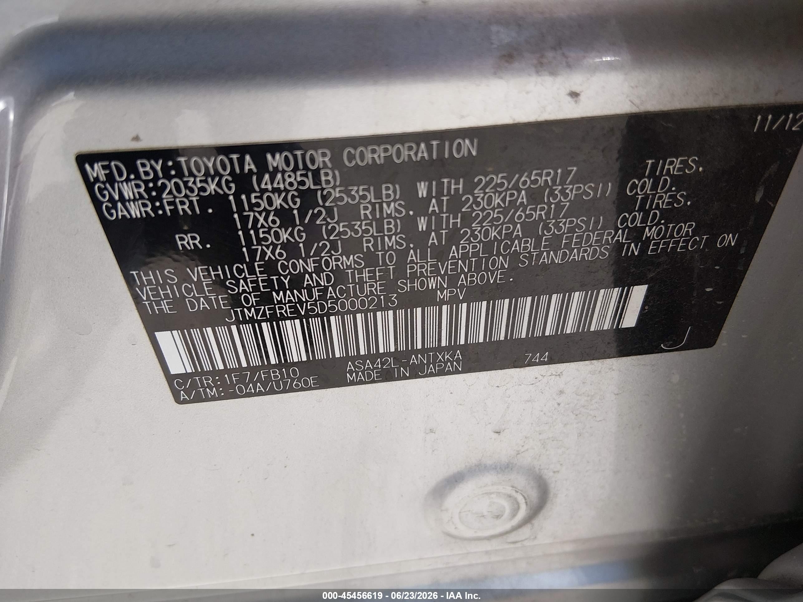 2013 Toyota Rav4 Le Silver vin: JTMZFREV5D5000213