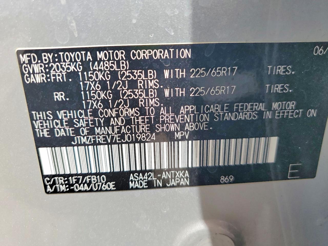 2014 Toyota Rav4 Le Silver vin: JTMZFREV7EJ019824