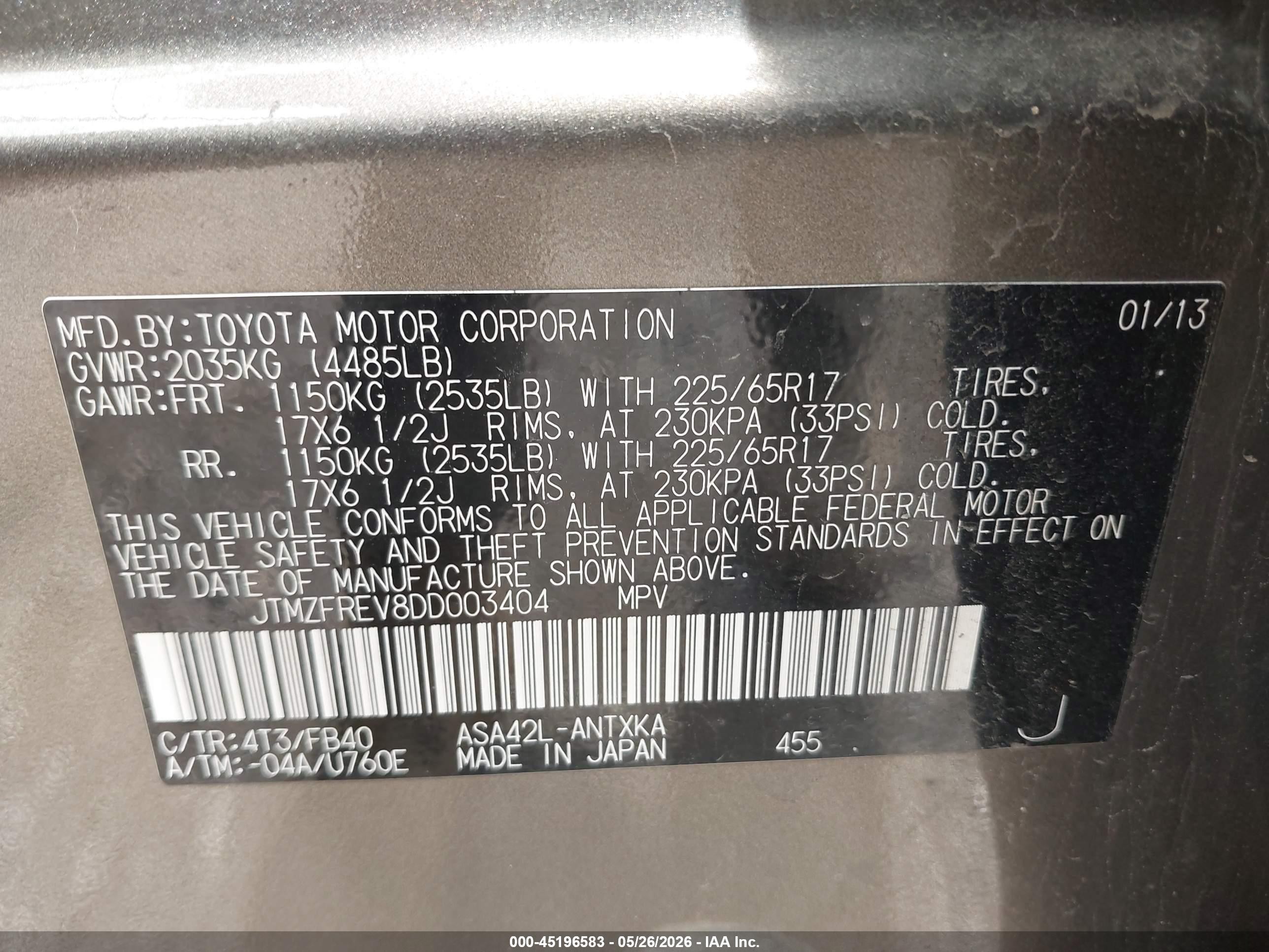 2013 Toyota Rav4 Le Brown vin: JTMZFREV8DD003404