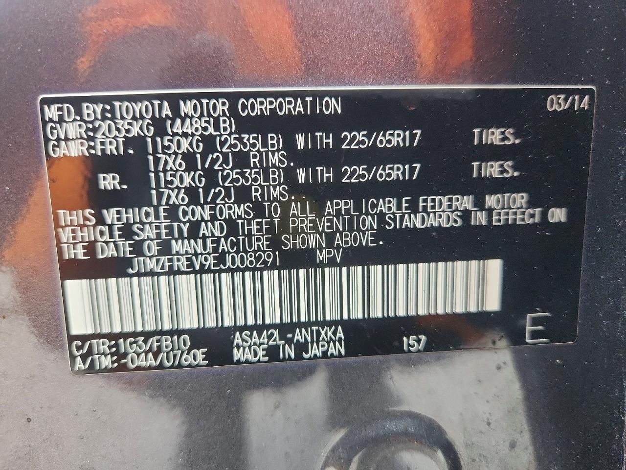 2014 Toyota Rav4 Le Gray vin: JTMZFREV9EJ008291