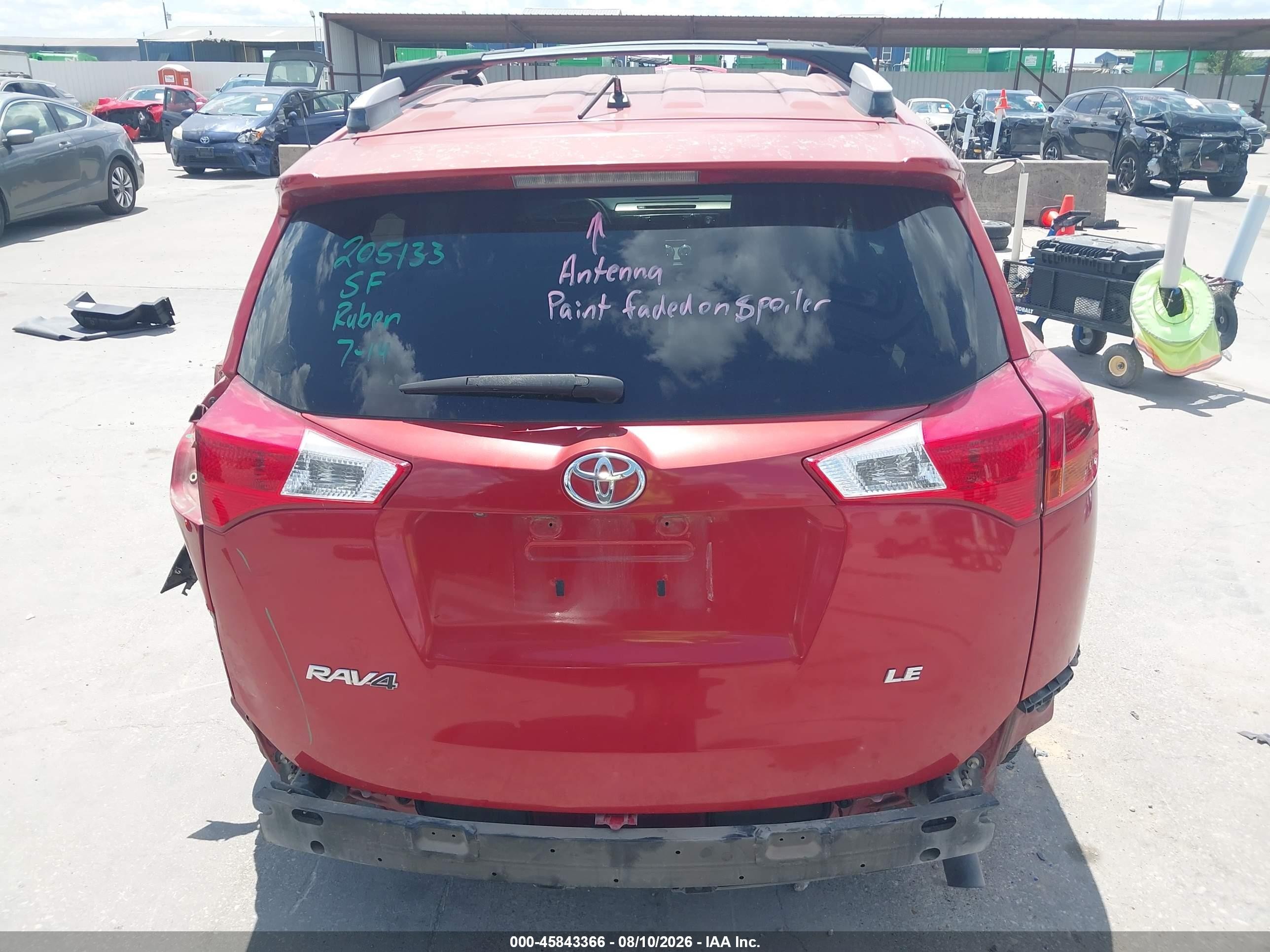 2014 Toyota Rav4 Le Красный vin: JTMZFREV9EJ012213