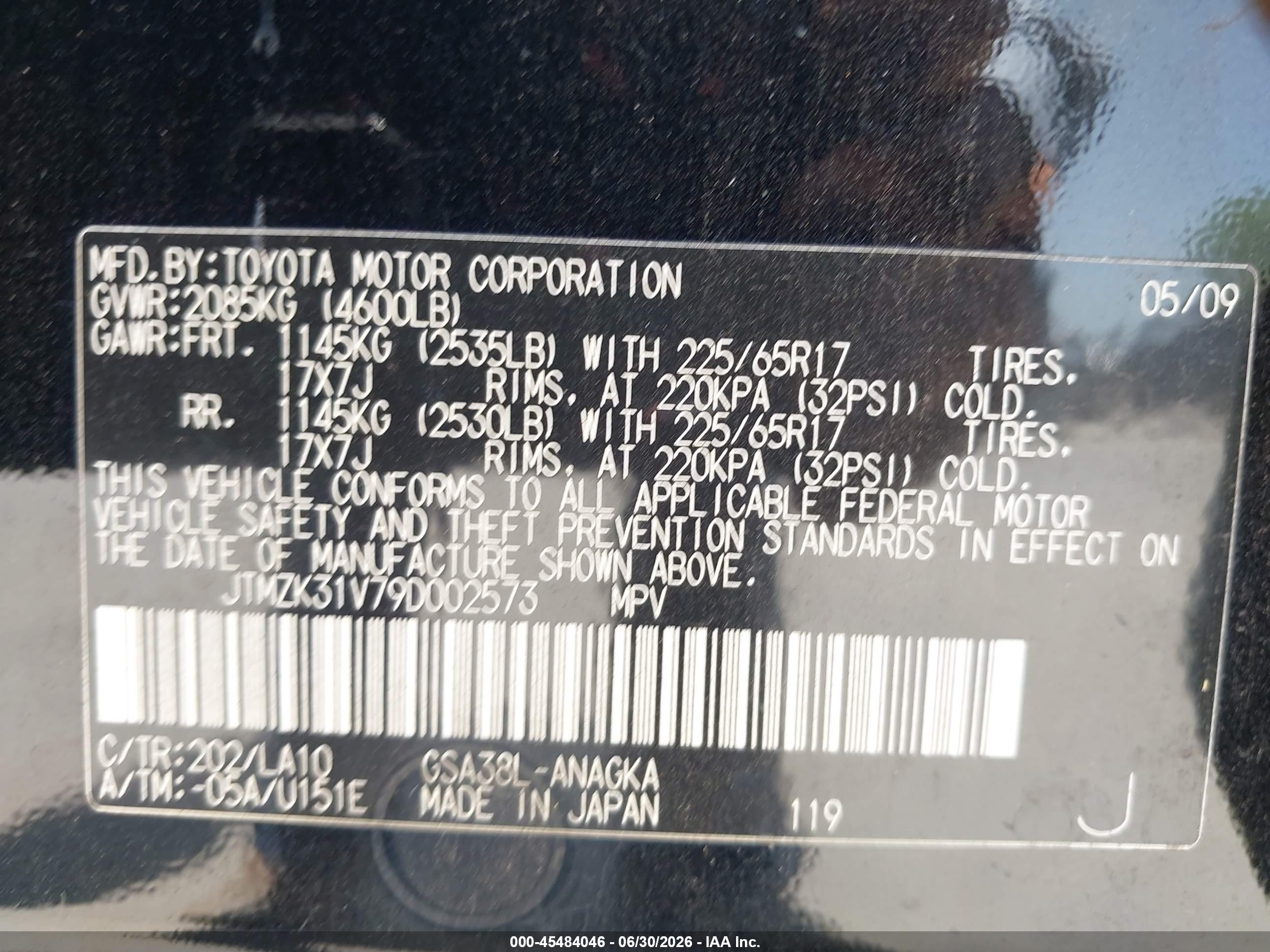 2009 Toyota Rav4 Limited V6 Black vin: JTMZK31V79D002573