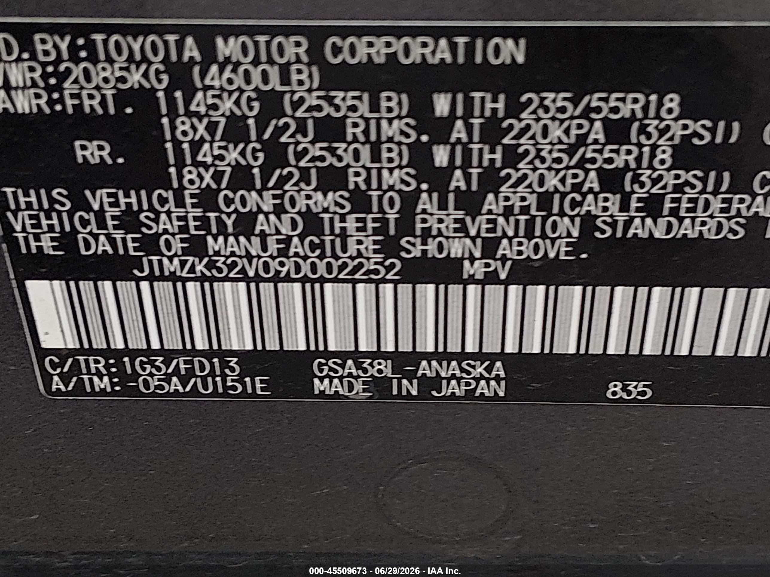 2009 Toyota Rav4 Sport V6 Gray vin: JTMZK32V09D002252