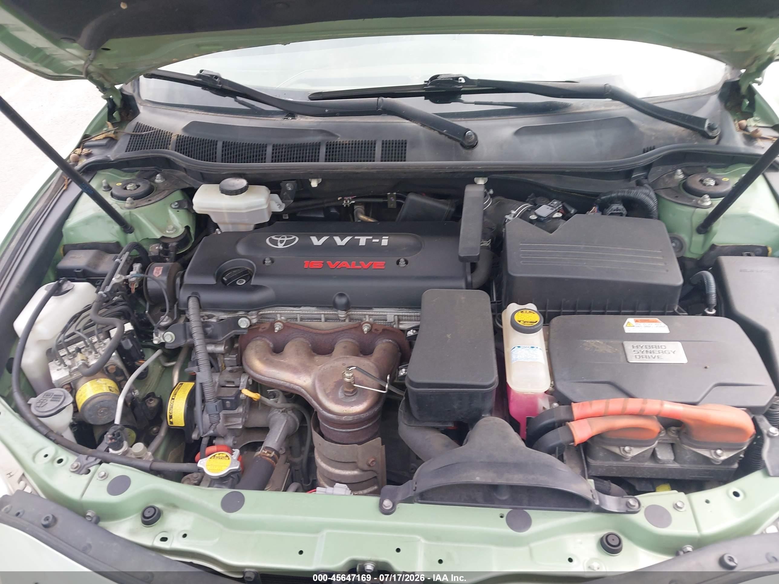 2007 Toyota Camry Hybrid   Green vin: JTNBB46K473018010