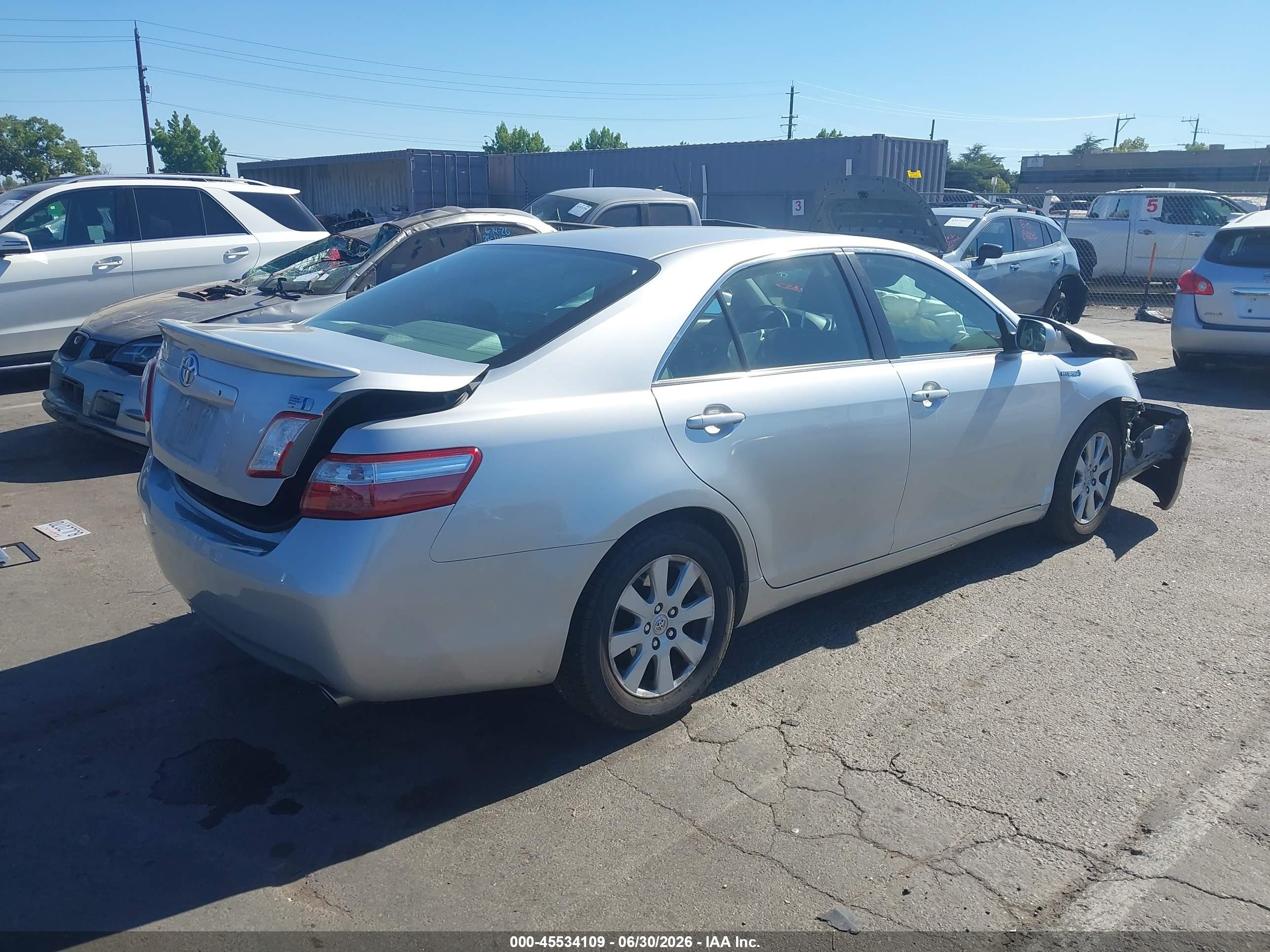 2007 Toyota Camry Hybrid Серебряный vin: JTNBB46K473025975