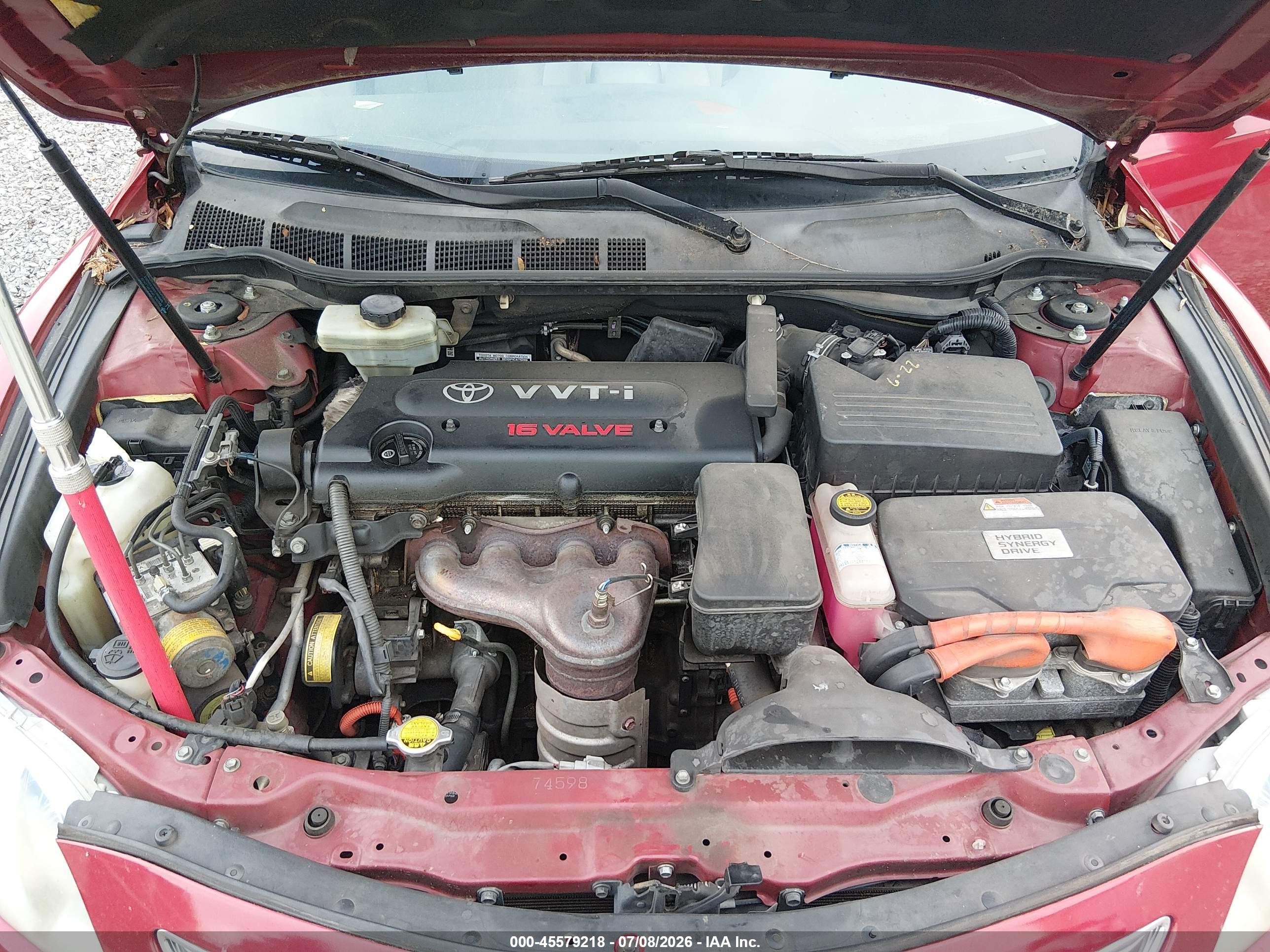2007 Toyota Camry Hybrid   Красный vin: JTNBB46K673004240