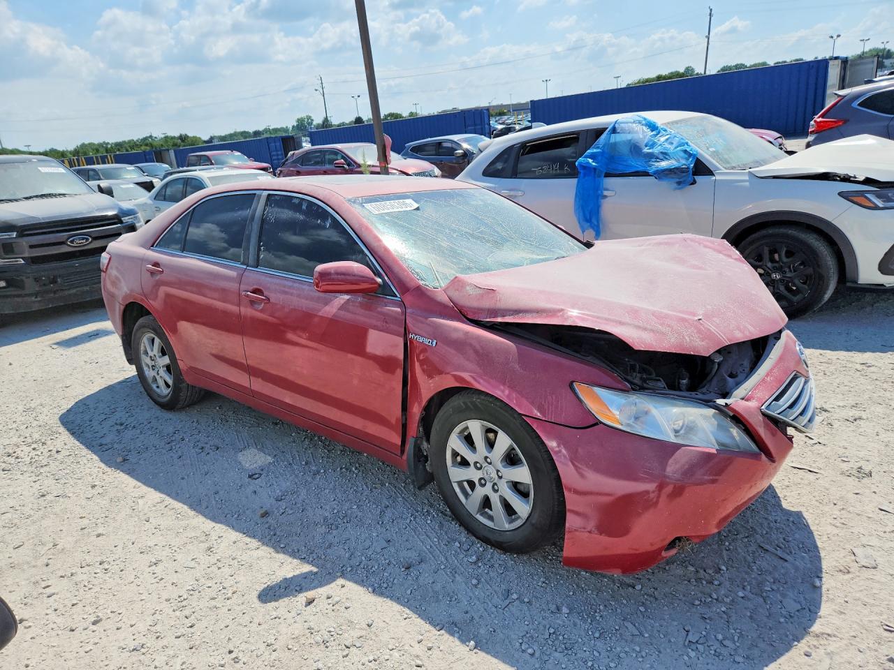 2007 Toyota Camry Hybrid Red vin: JTNBB46K973014115