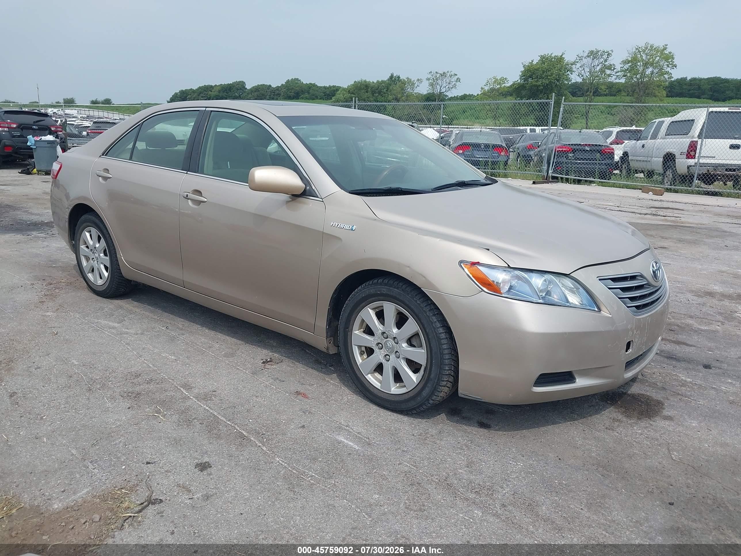 2007 Toyota Camry Hybrid   Tan vin: JTNBB46KX73019324