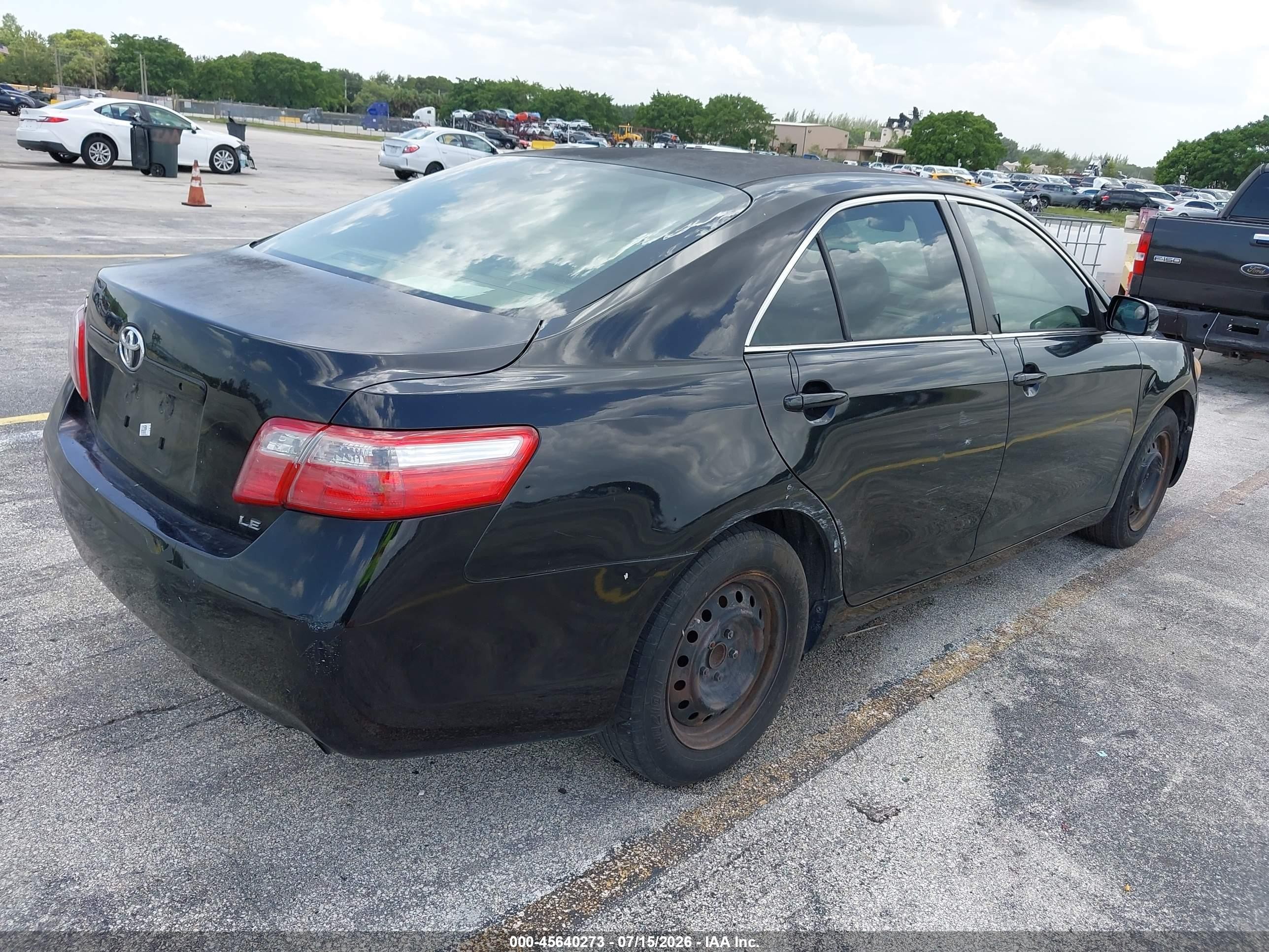 2007 Toyota Camry Le Black vin: JTNBE46K073007187