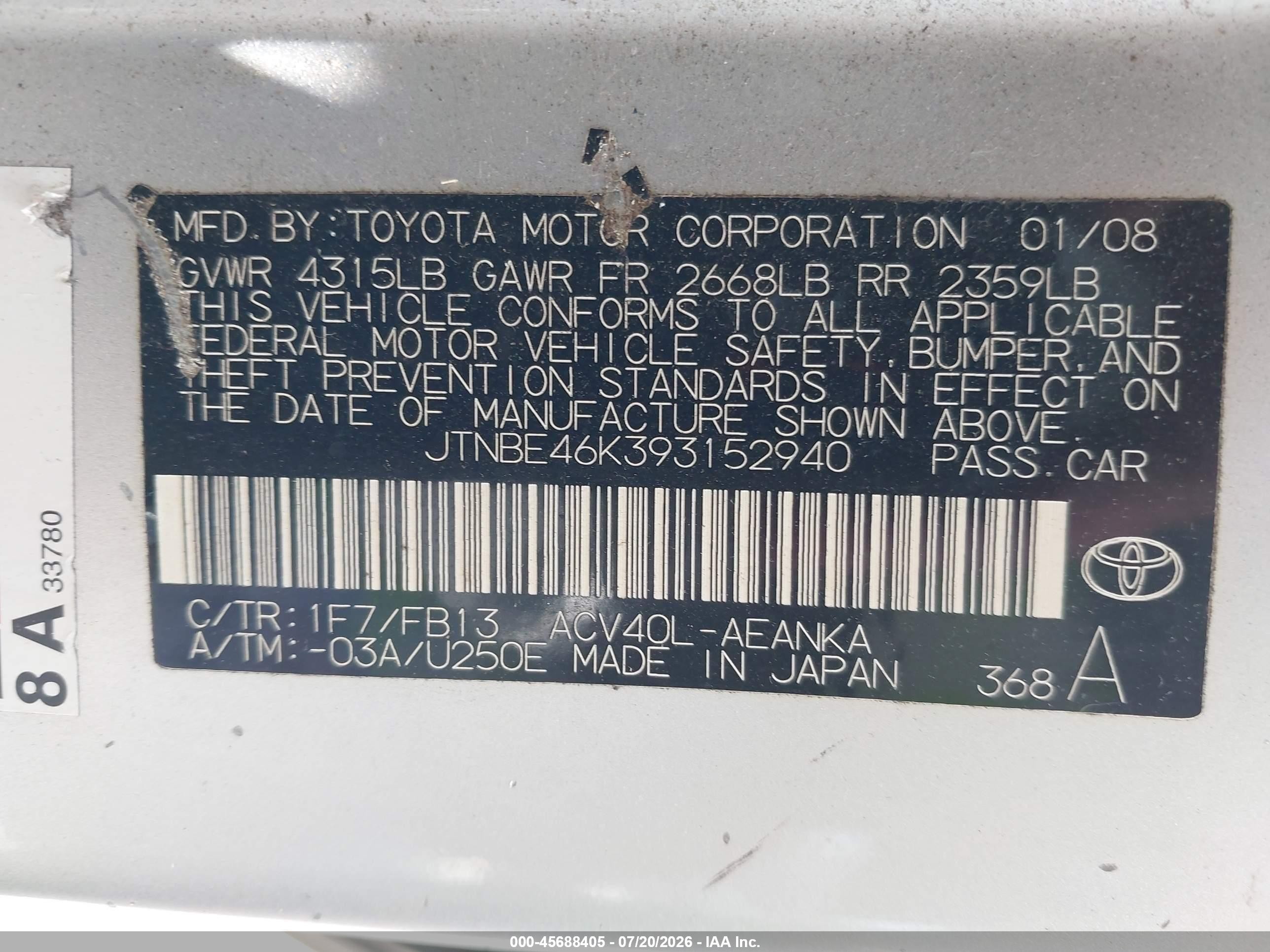 2009 Toyota Camry Le/se/xle Silver vin: JTNBE46K393152940