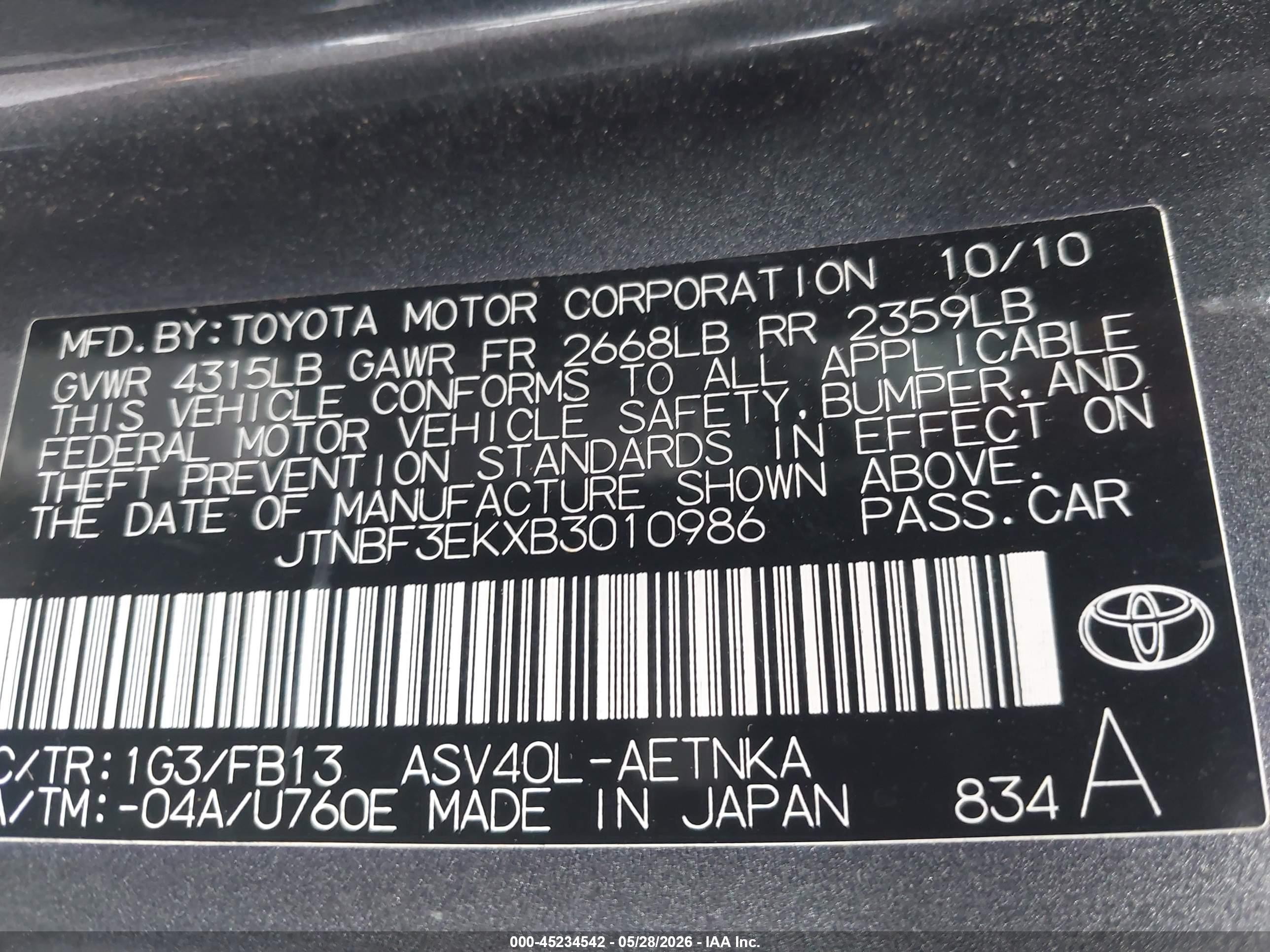 2011 Toyota Camry Le Серый vin: JTNBF3EKXB3010986