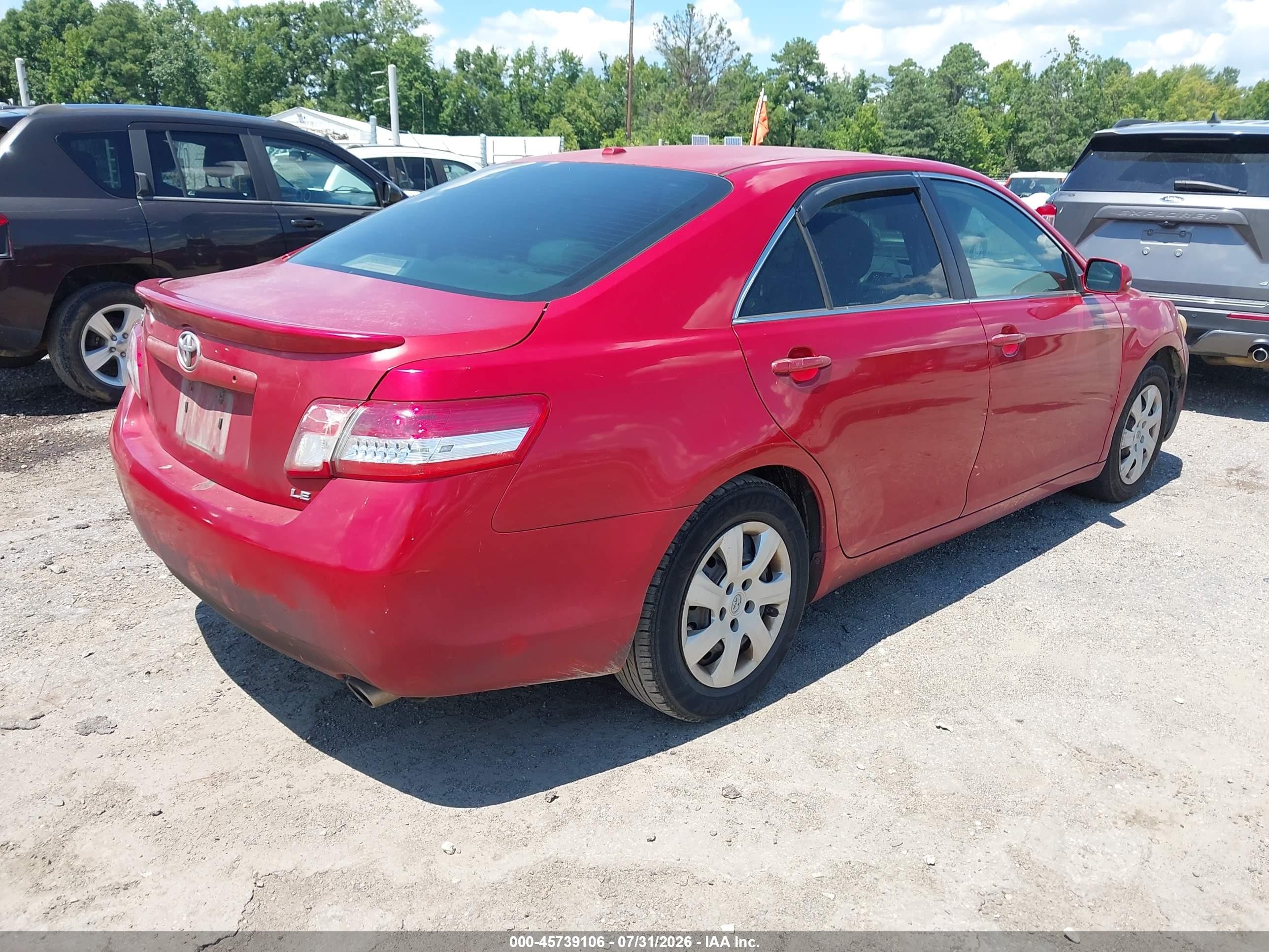 2010 Toyota Camry Le V6 Red vin: JTNBK3EK9A3047893