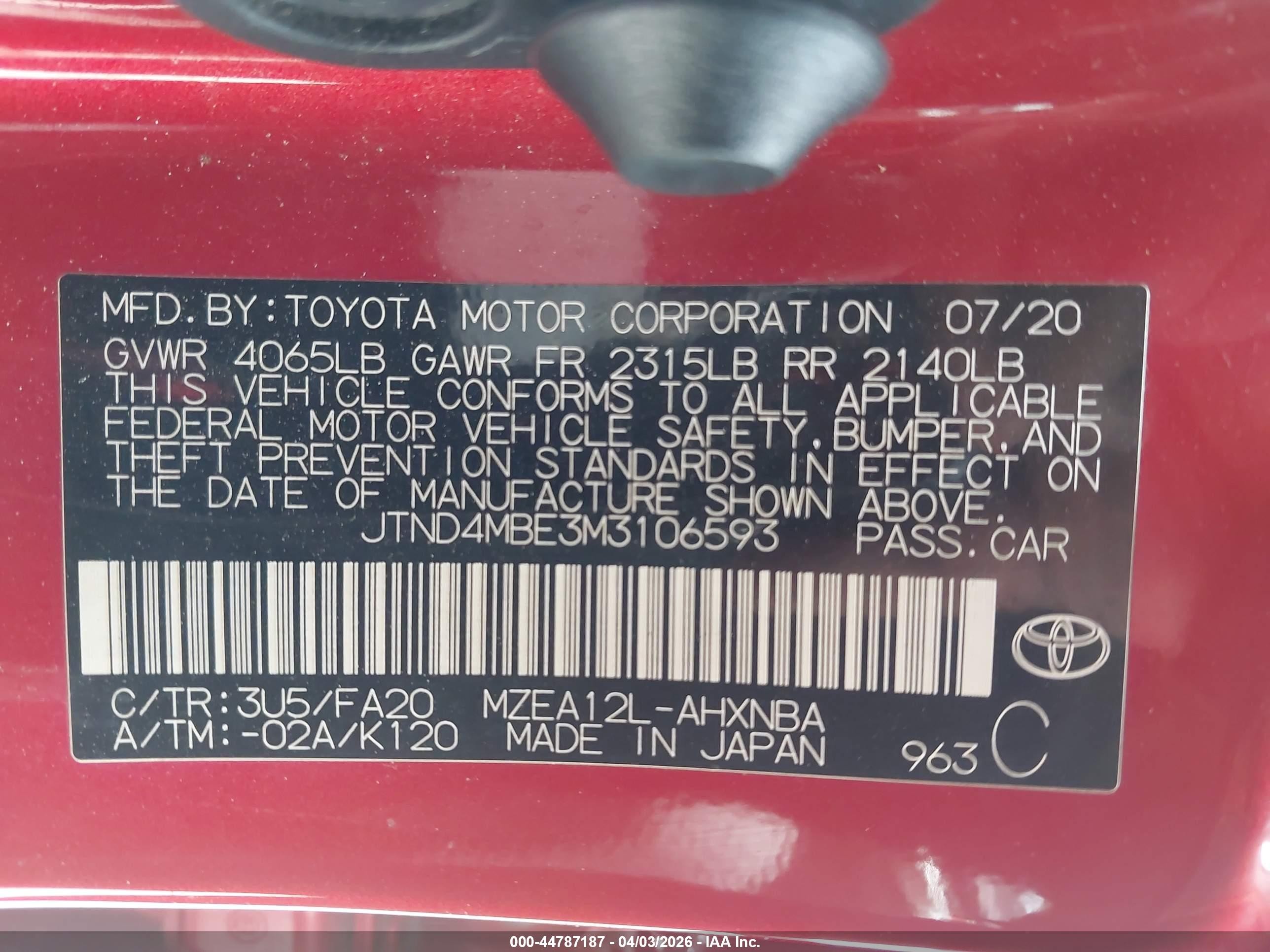 2021 Toyota Corolla Se Red vin: JTND4MBE3M3106593