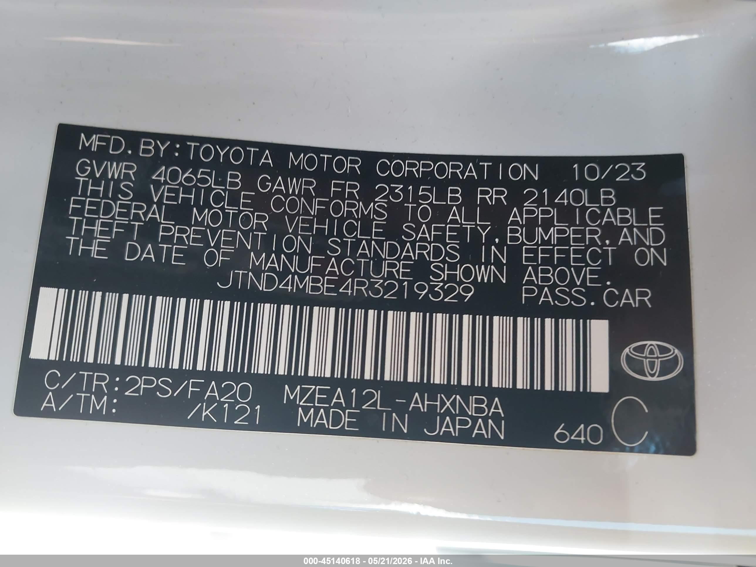 2024 Toyota Corolla Nightshade Edition White vin: JTND4MBE4R3219329