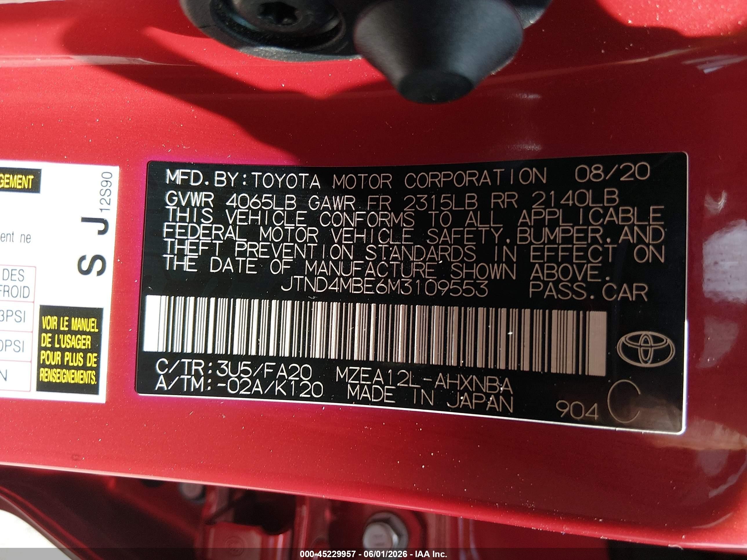 2021 Toyota Corolla Se Red vin: JTND4MBE6M3109553