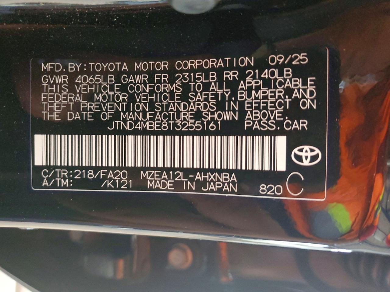 2026 Toyota Corolla Hatchback Se Black vin: JTND4MBE8T3255161