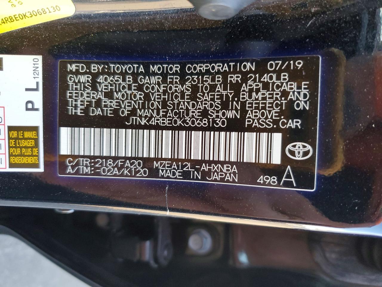 2019 Toyota Corolla Hatchback Se Black vin: JTNK4RBE0K3068130