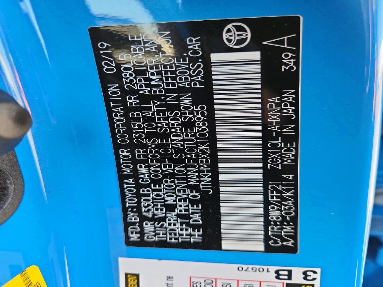 2019 Toyota C-hr Xle Blue vin: JTNKHMBX2K1038955