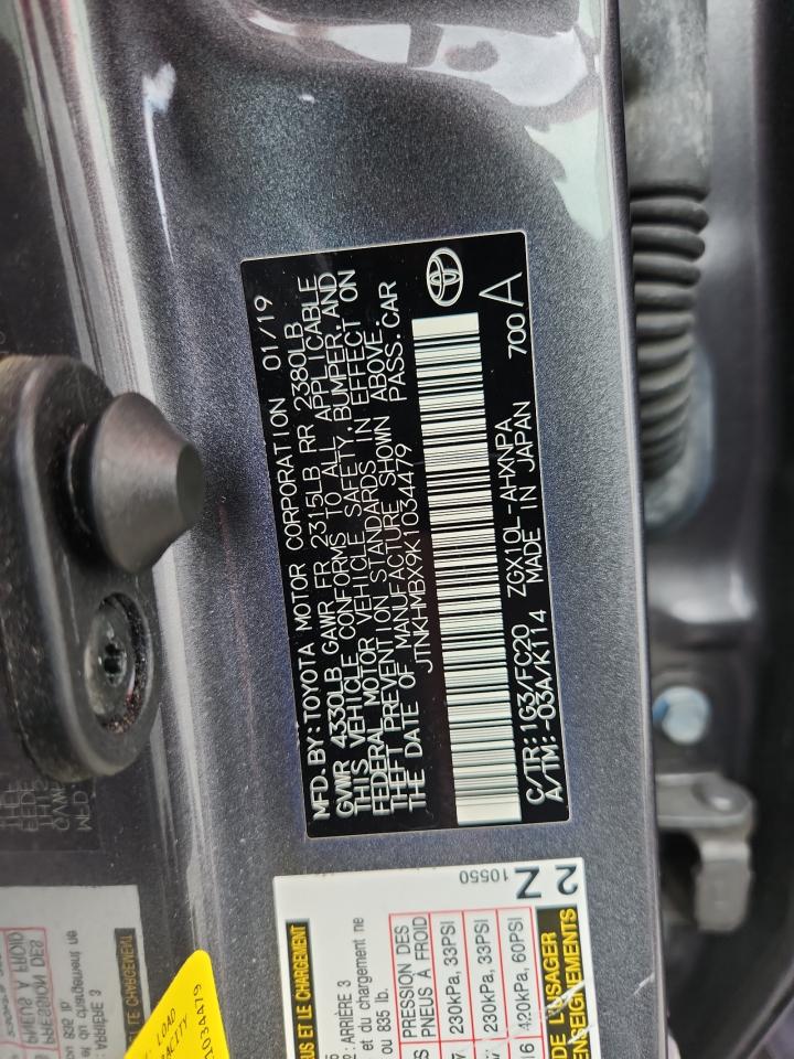 2019 Toyota C-hr Le Gray vin: JTNKHMBX9K1034479