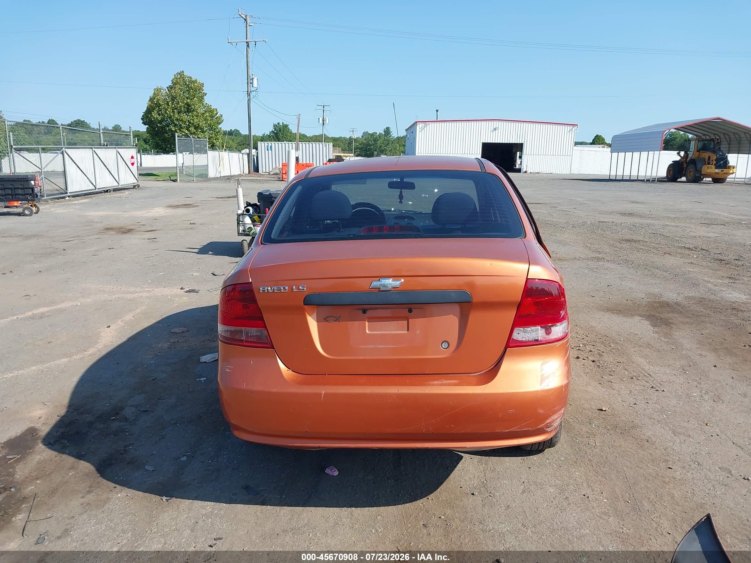 2006 Chevrolet Aveo Ls Orange vin: KL1TD56606B533545