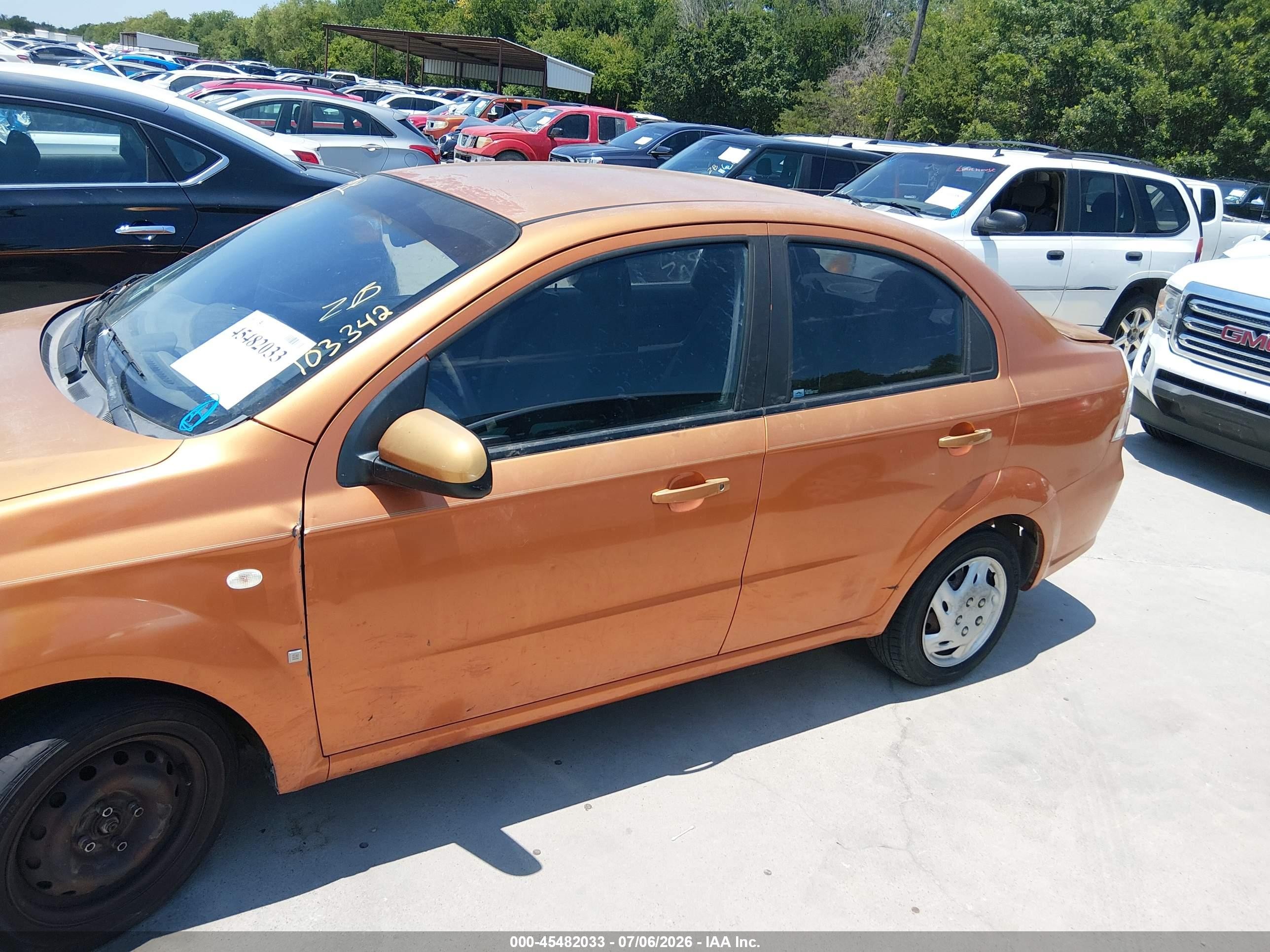 2007 Chevrolet Aveo Ls Оранжевый vin: KL1TD56647B103342