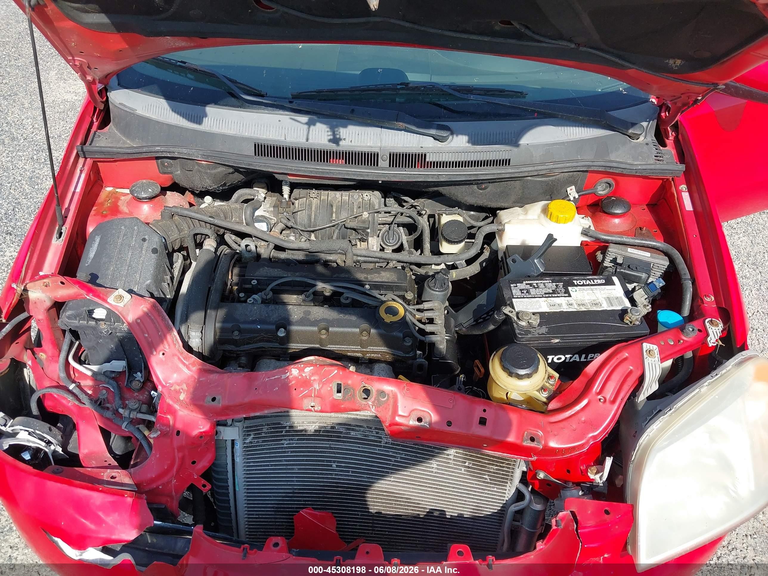 2008 Chevrolet Aveo Ls Red vin: KL1TD566X8B278342