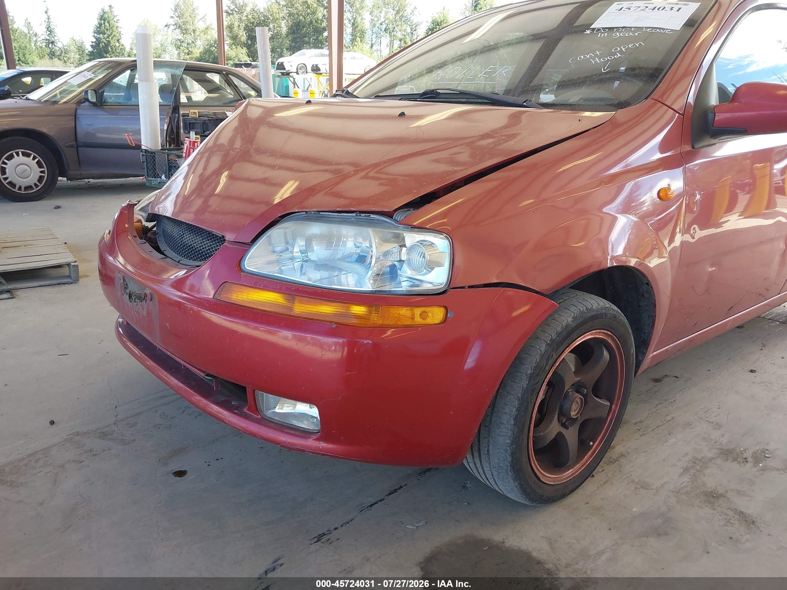 2005 Chevrolet Aveo Ls/special Value Red vin: KL1TD62665B347132