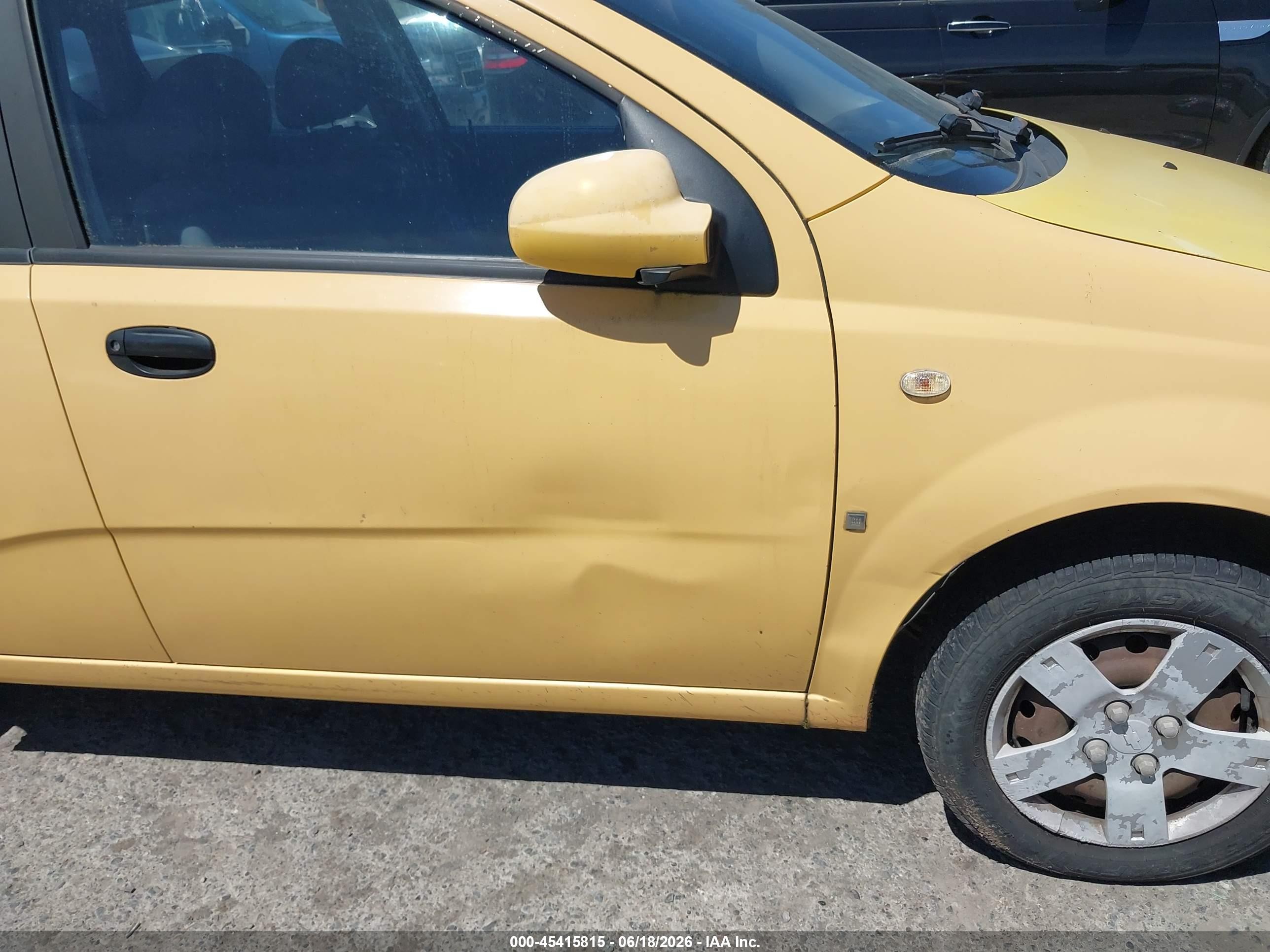 2007 Chevrolet Aveo Svm Yellow vin: KL1TD66657B708461