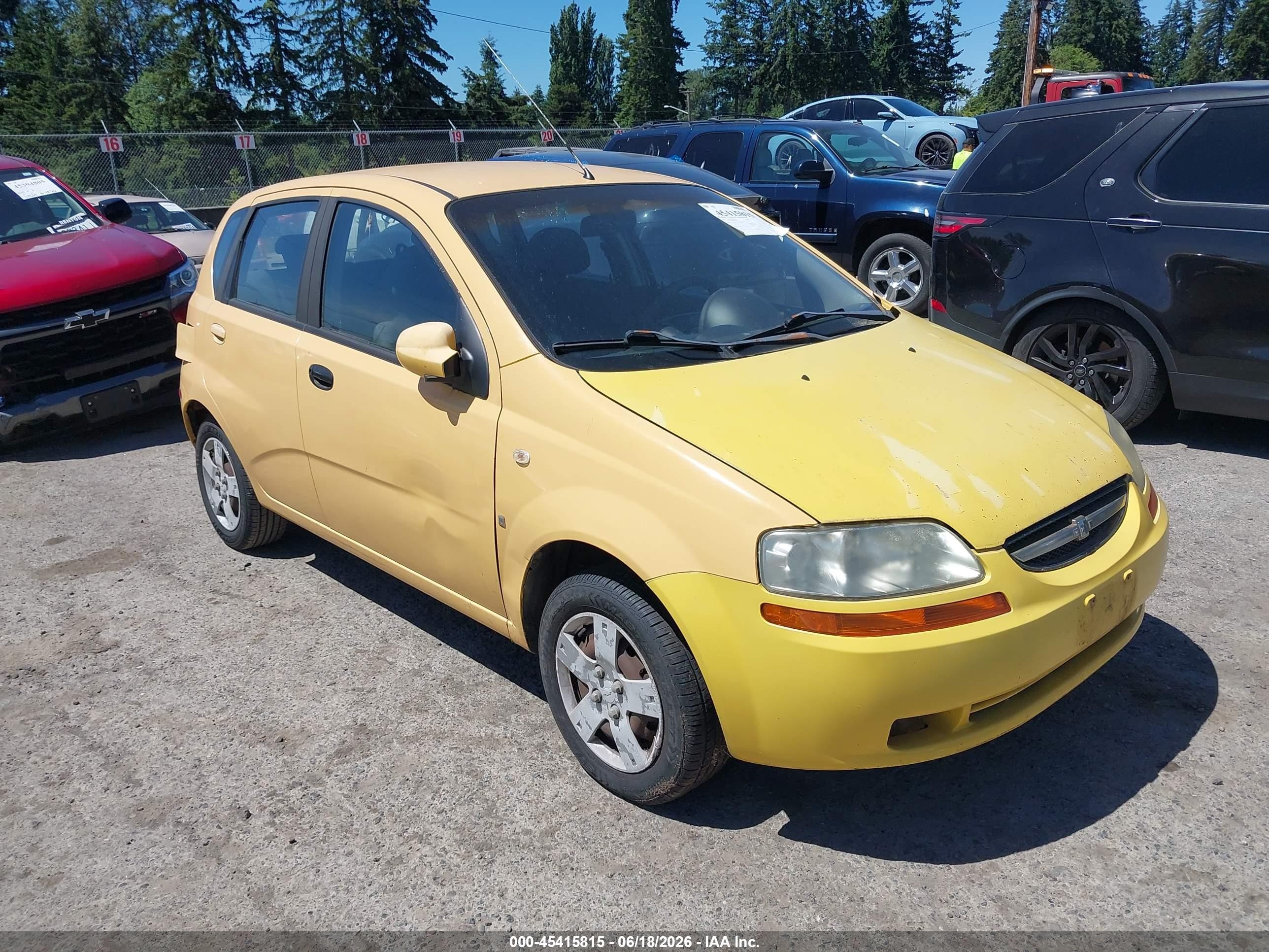 2007 Chevrolet Aveo Svm Yellow vin: KL1TD66657B708461