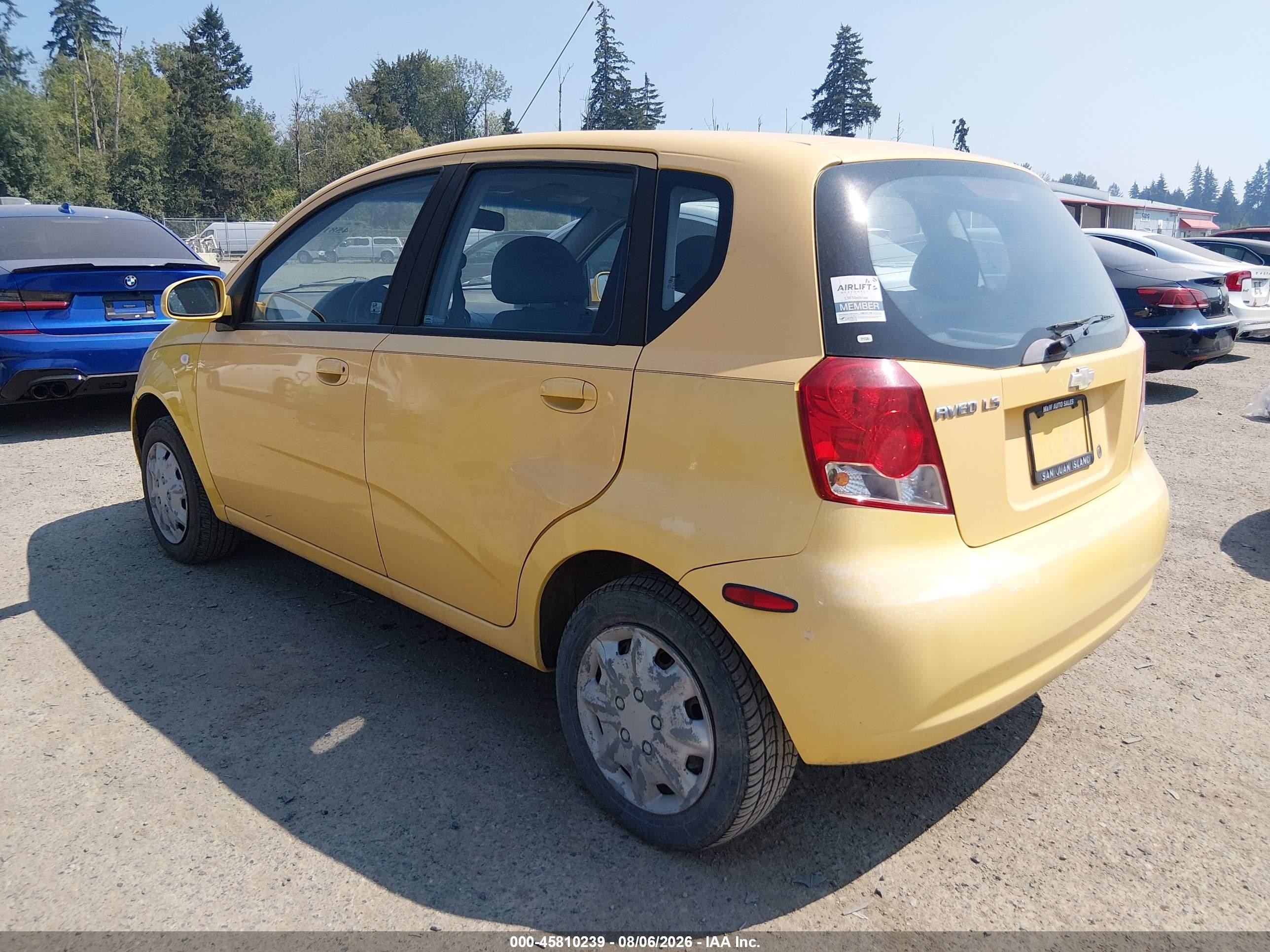 2006 Chevrolet Aveo Ls Yellow vin: KL1TD66696B652622