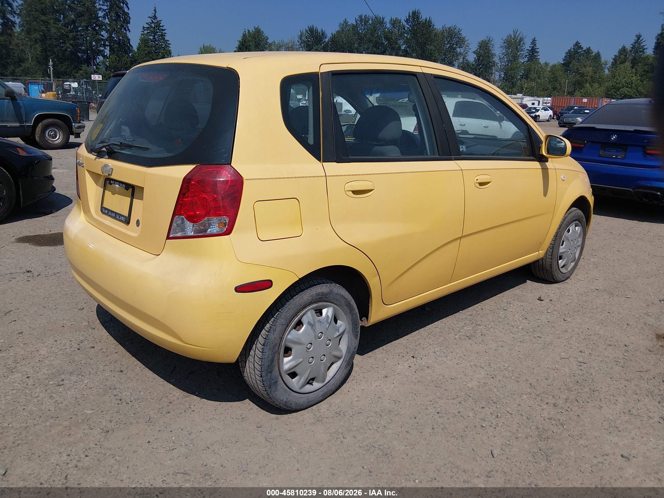 2006 Chevrolet Aveo Ls Yellow vin: KL1TD66696B652622