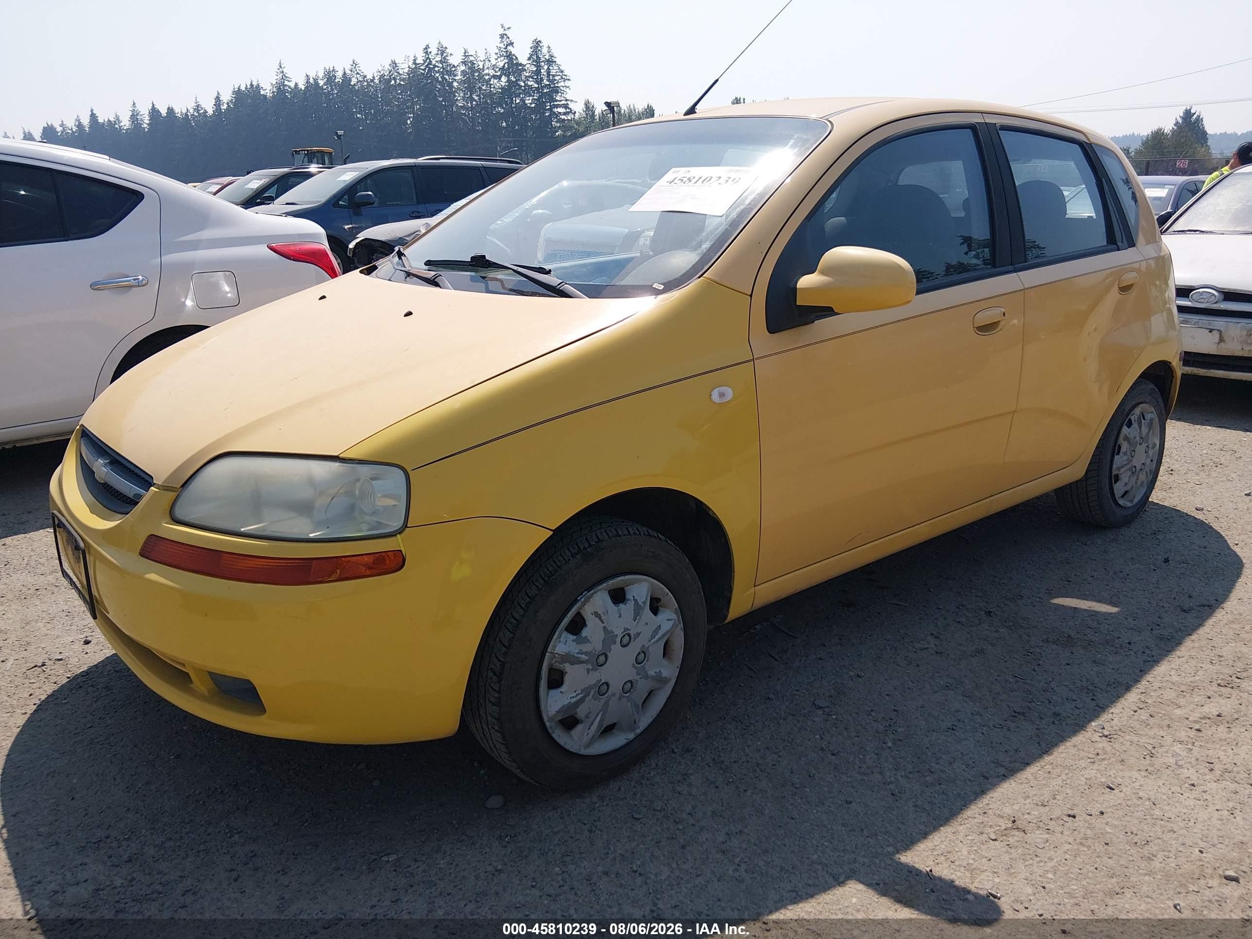 2006 Chevrolet Aveo Ls Yellow vin: KL1TD66696B652622
