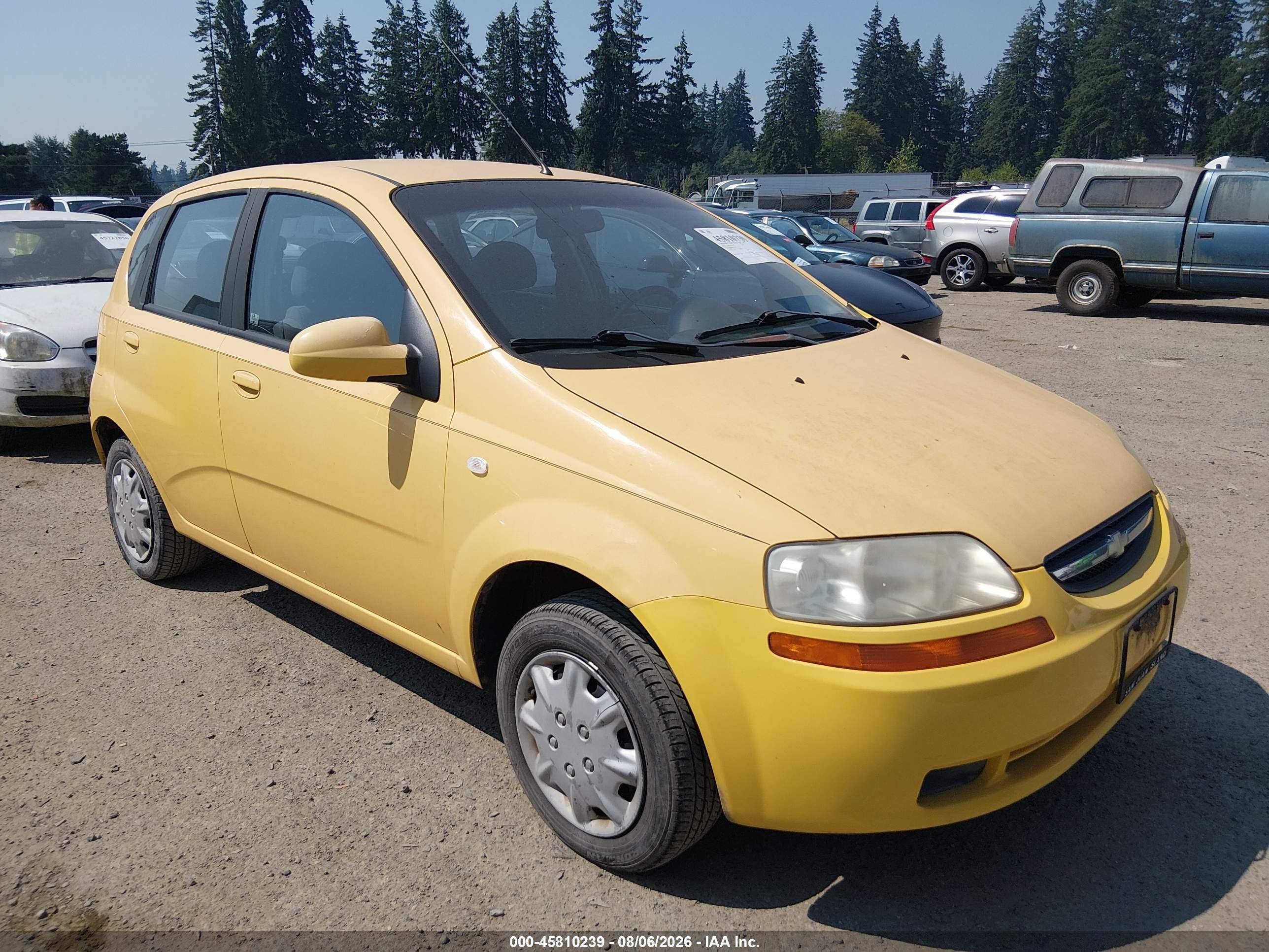 2006 Chevrolet Aveo Ls Yellow vin: KL1TD66696B652622