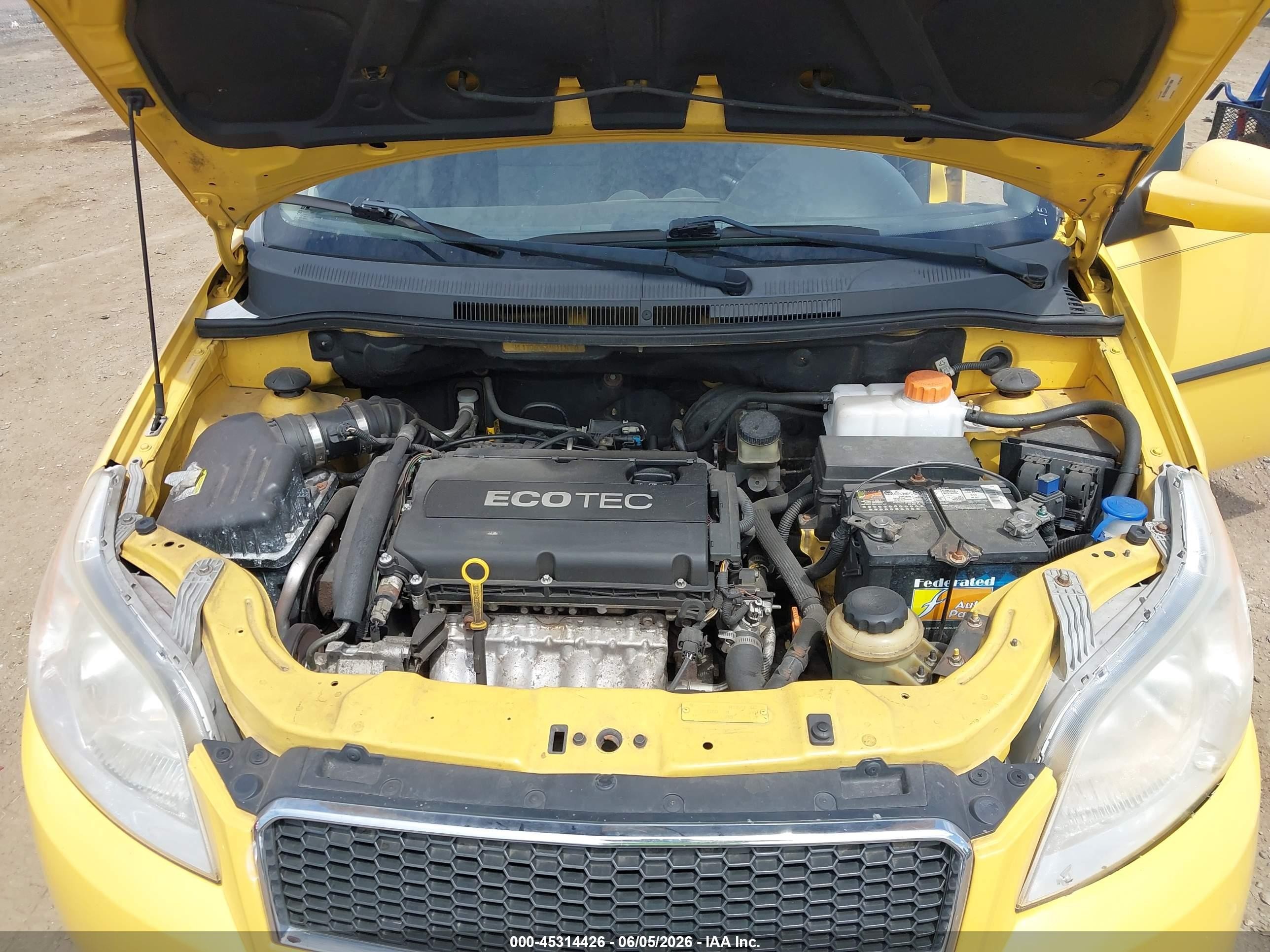 2010 Chevrolet Aveo Lt Yellow vin: KL1TD6DE2AB111060