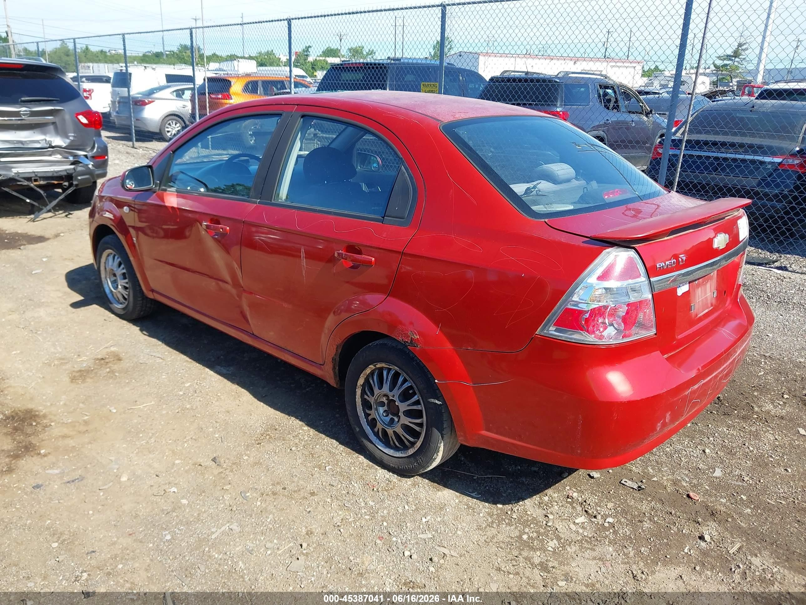 2007 Chevrolet Aveo Lt Red vin: KL1TG56627B089125