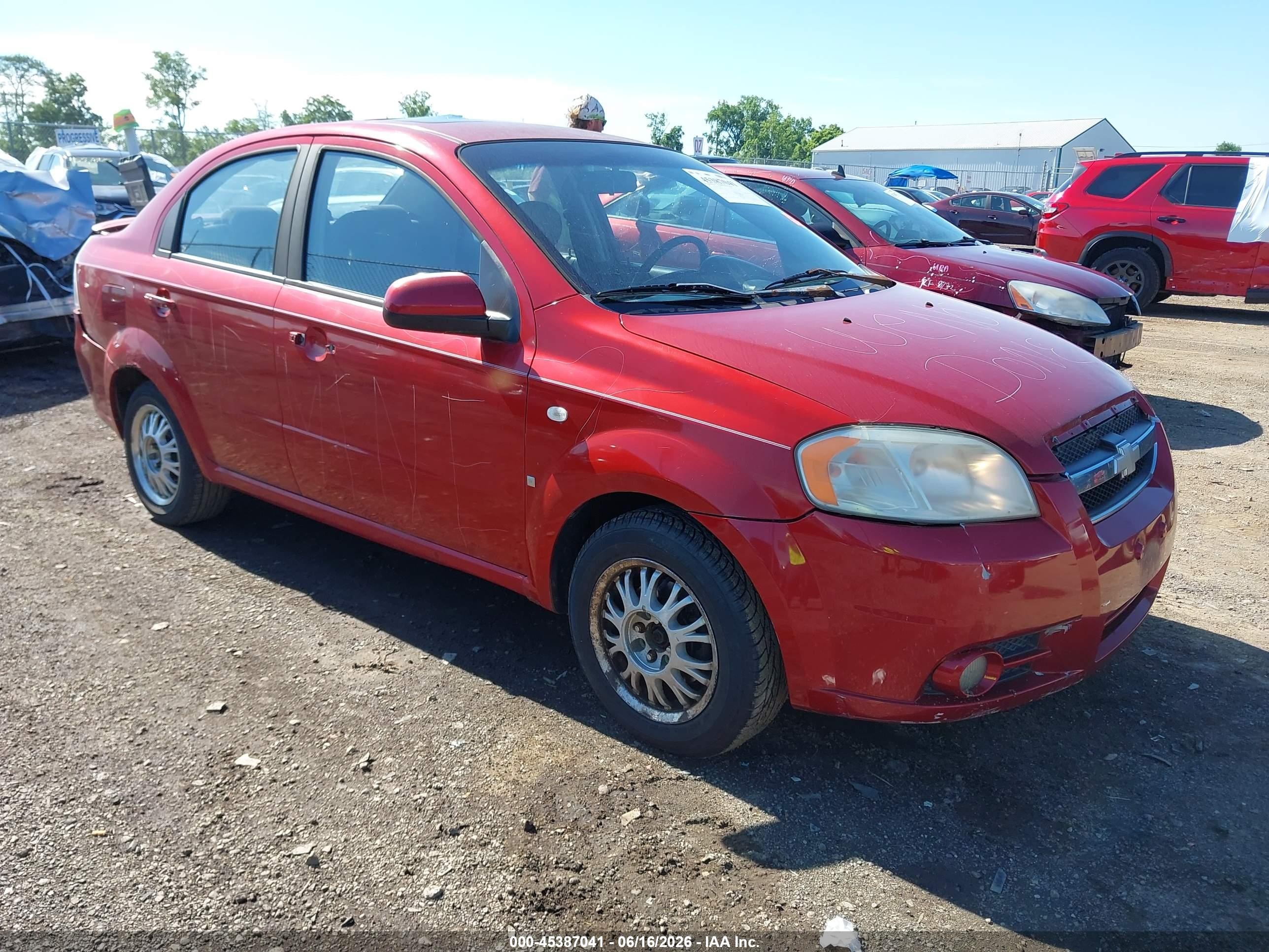 2007 Chevrolet Aveo Lt Red vin: KL1TG56627B089125