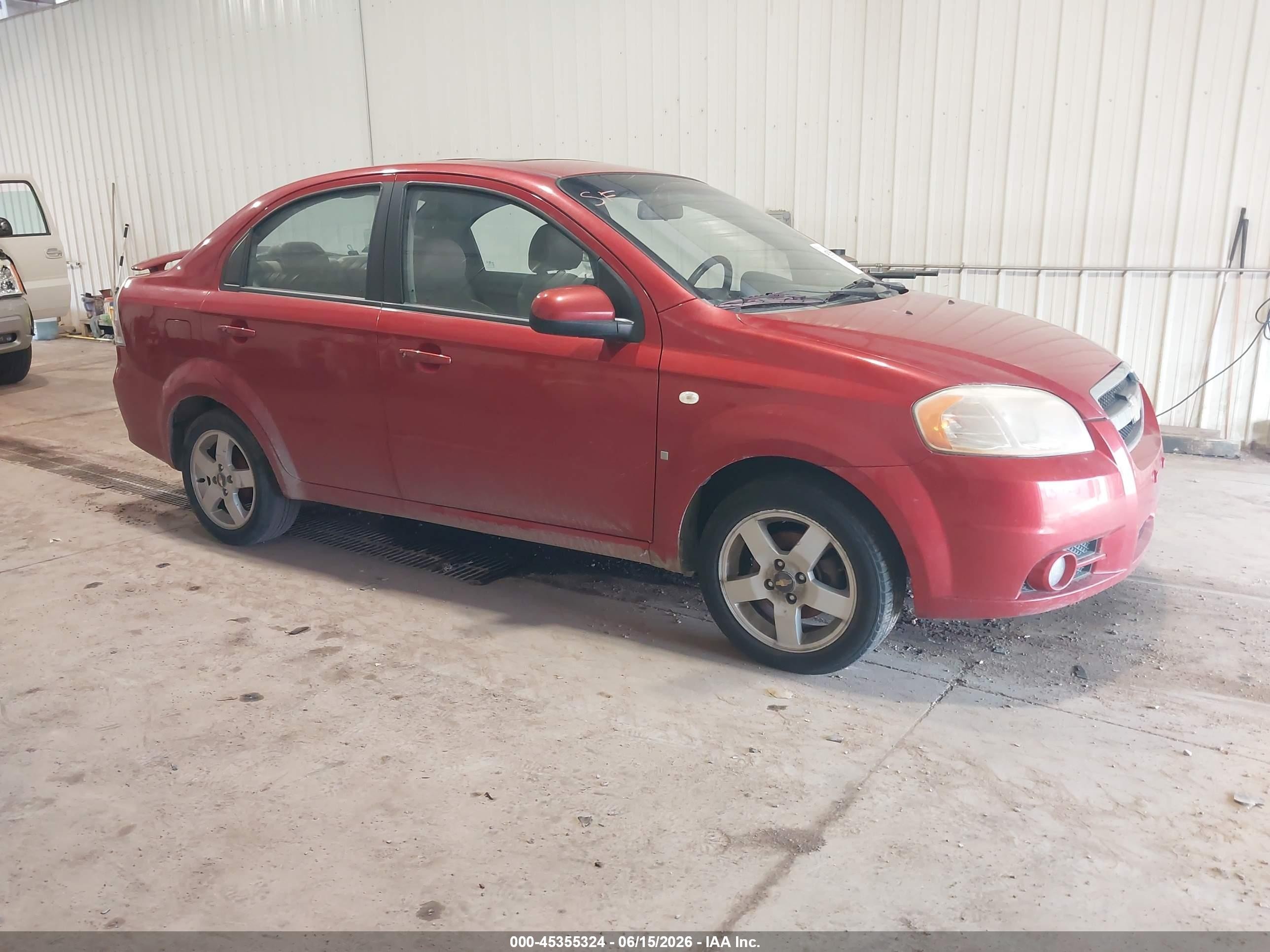 2007 Chevrolet Aveo Lt Red vin: KL1TG56647B137790