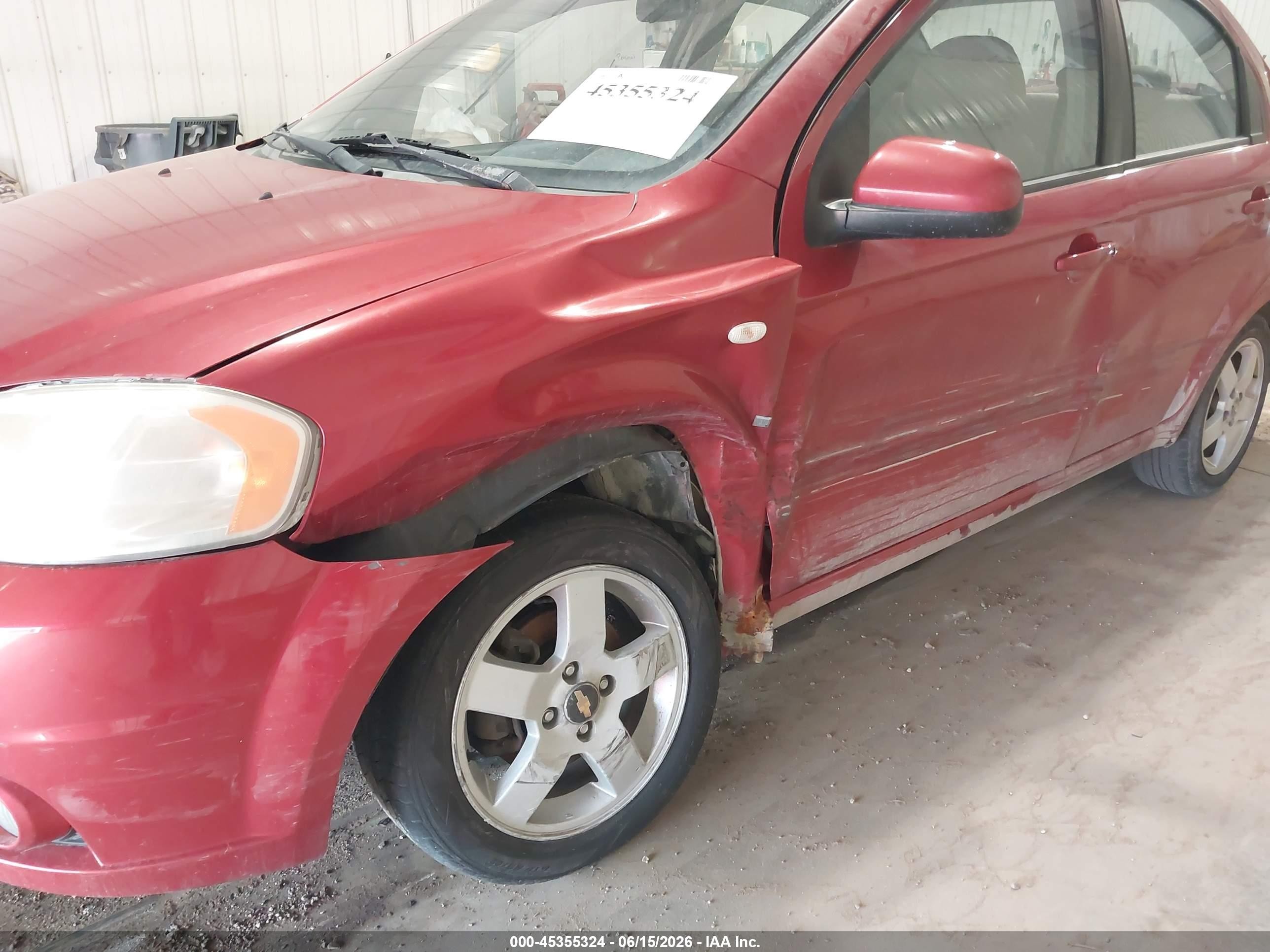 2007 Chevrolet Aveo Lt Red vin: KL1TG56647B137790