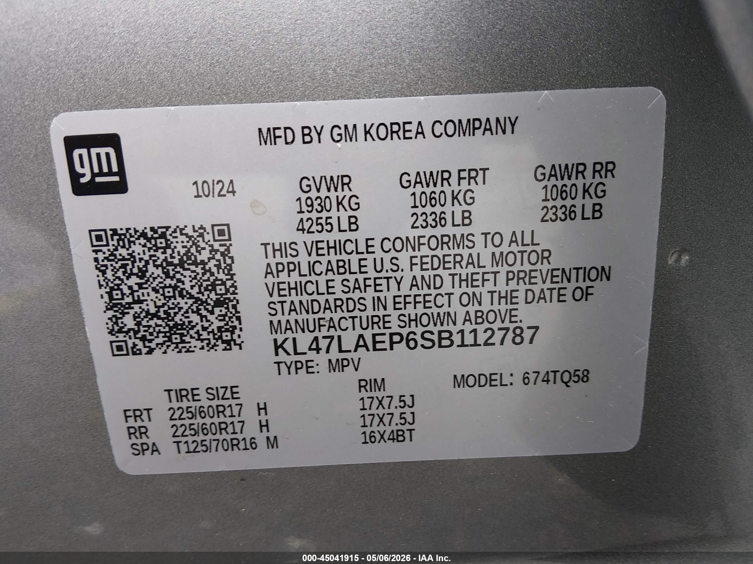2025 Buick Envista Preferred Fwd Gray vin: KL47LAEP6SB112787