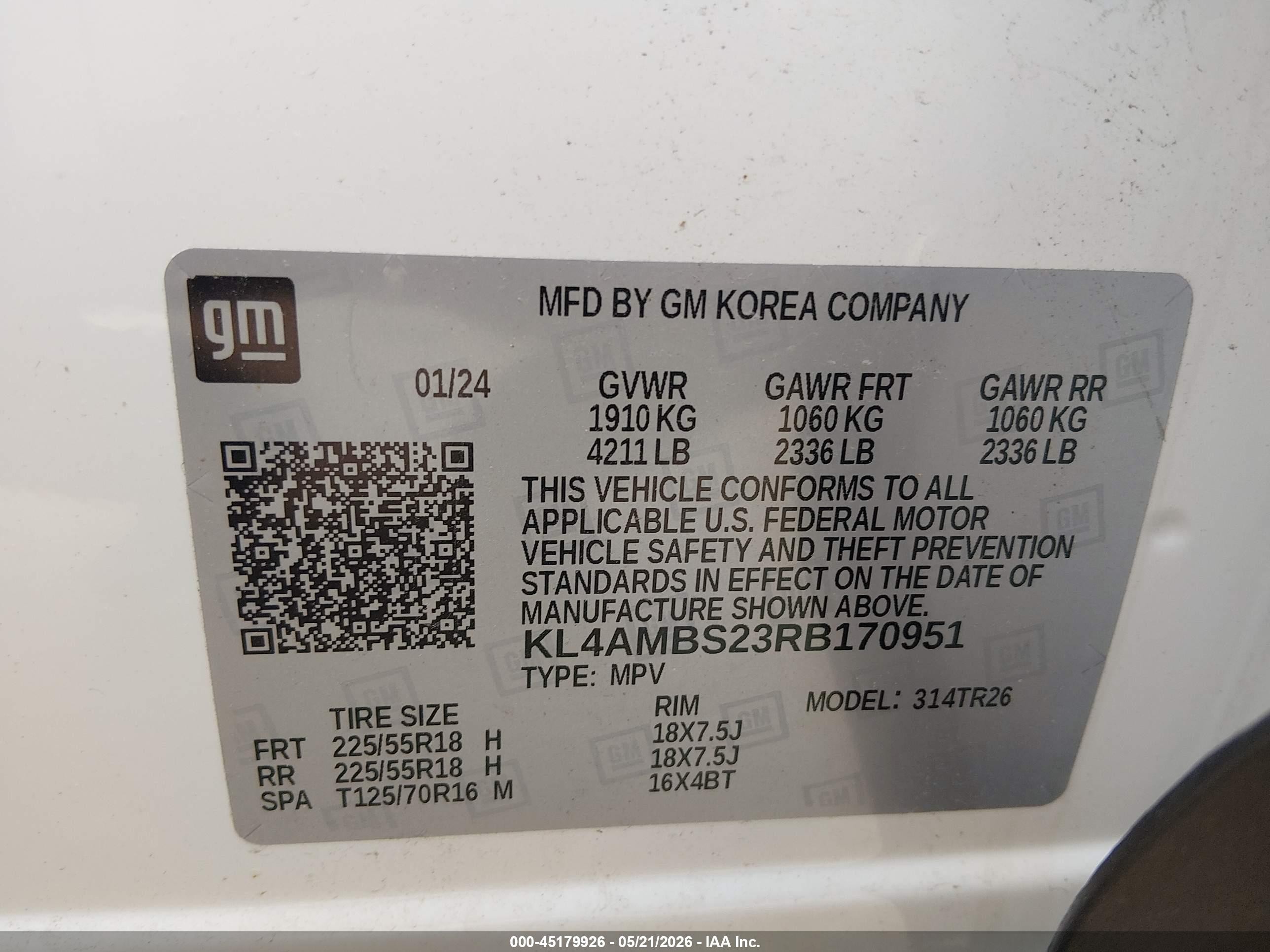2024 Buick Encore Gx Preferred Fwd Белый vin: KL4AMBS23RB170951